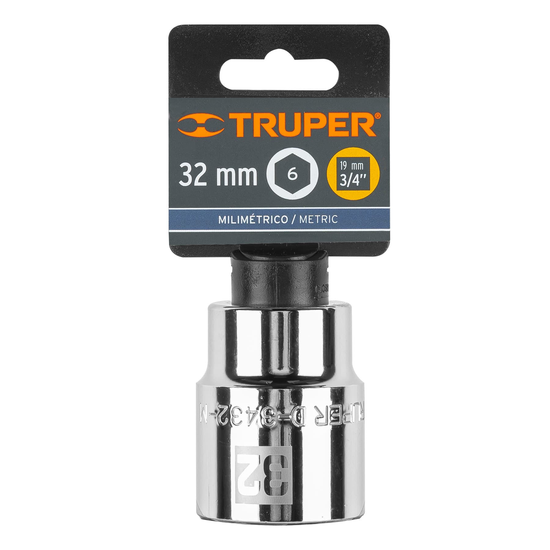 Dado de 32 mm, 6 puntas, cuadro 3/4", Truper