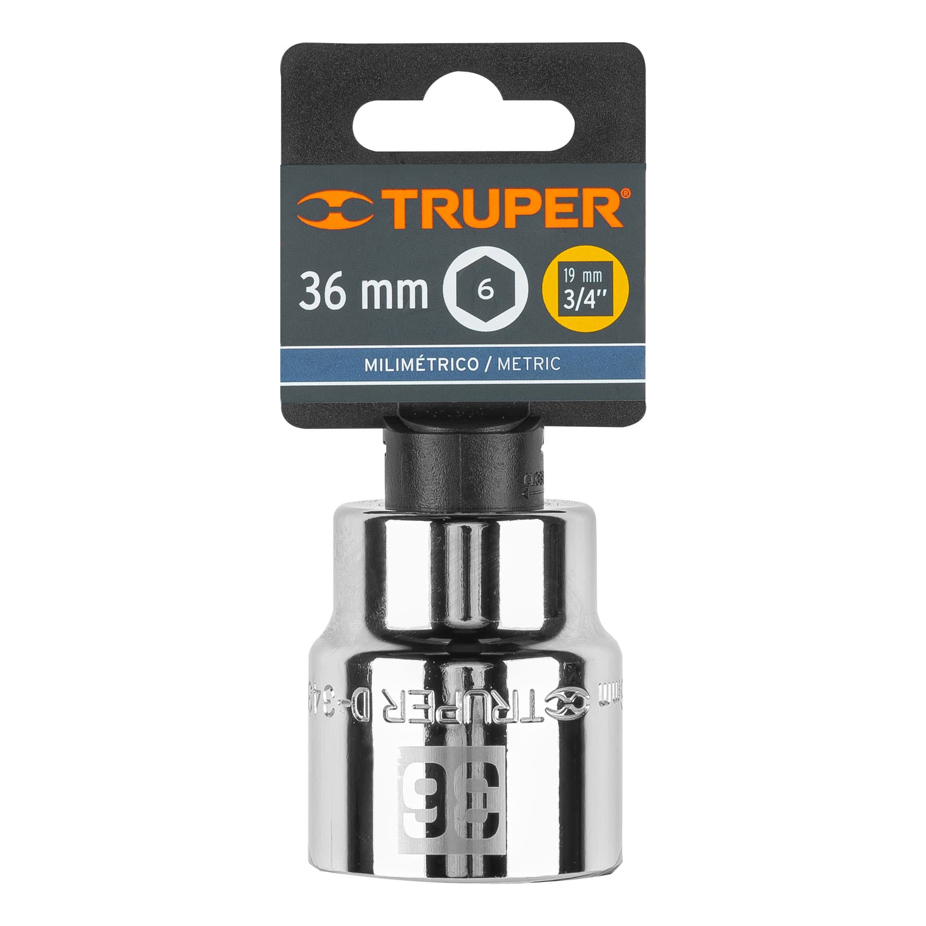 Dado de 36 mm, 6 puntas, cuadro 3/4", Truper