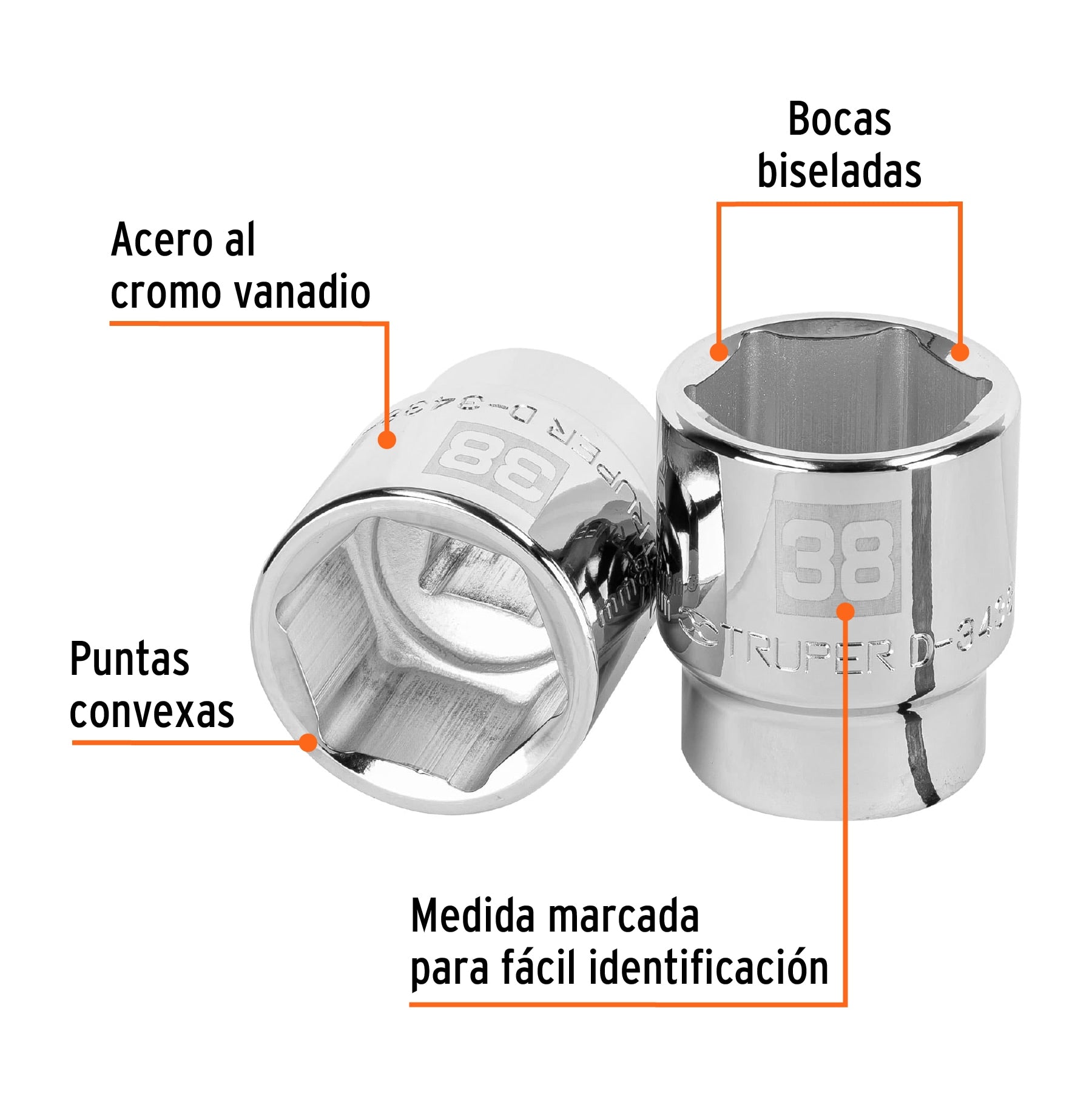 Dado de 38 mm, 6 puntas, cuadro 3/4", Truper
