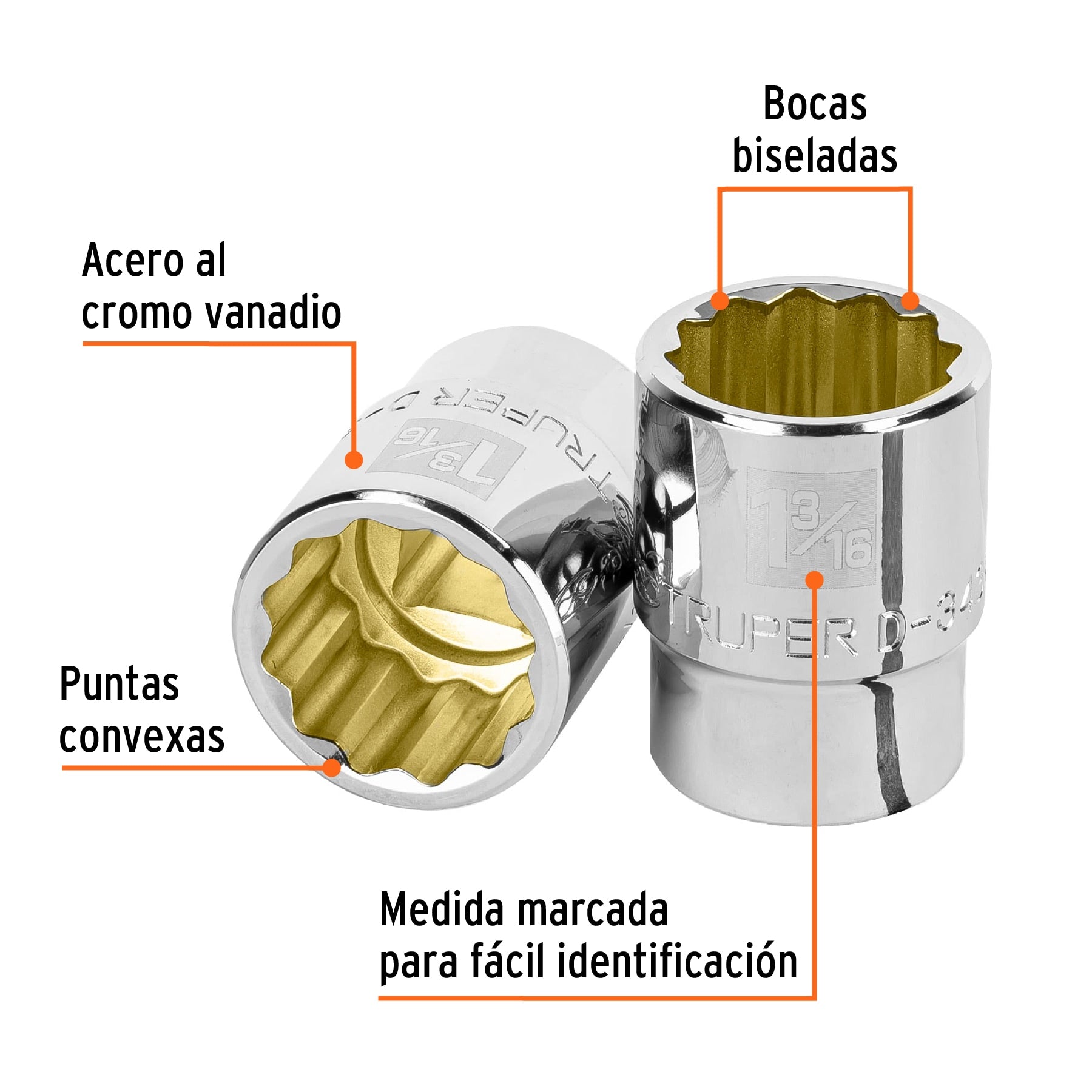 Dado de 1-3/16", 12 puntas, cuadro 3/4", Truper
