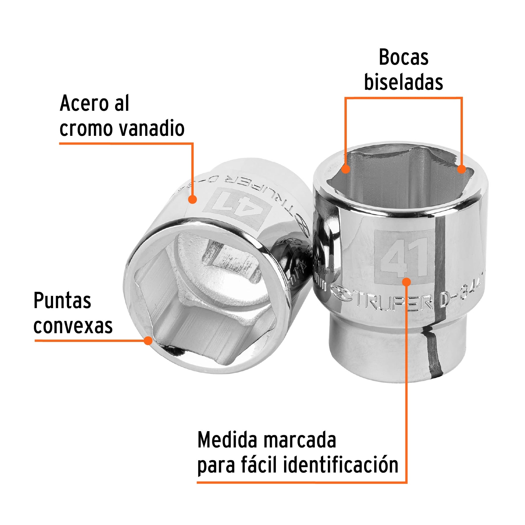 Dado de 41 mm, 6 puntas, cuadro 3/4", Truper