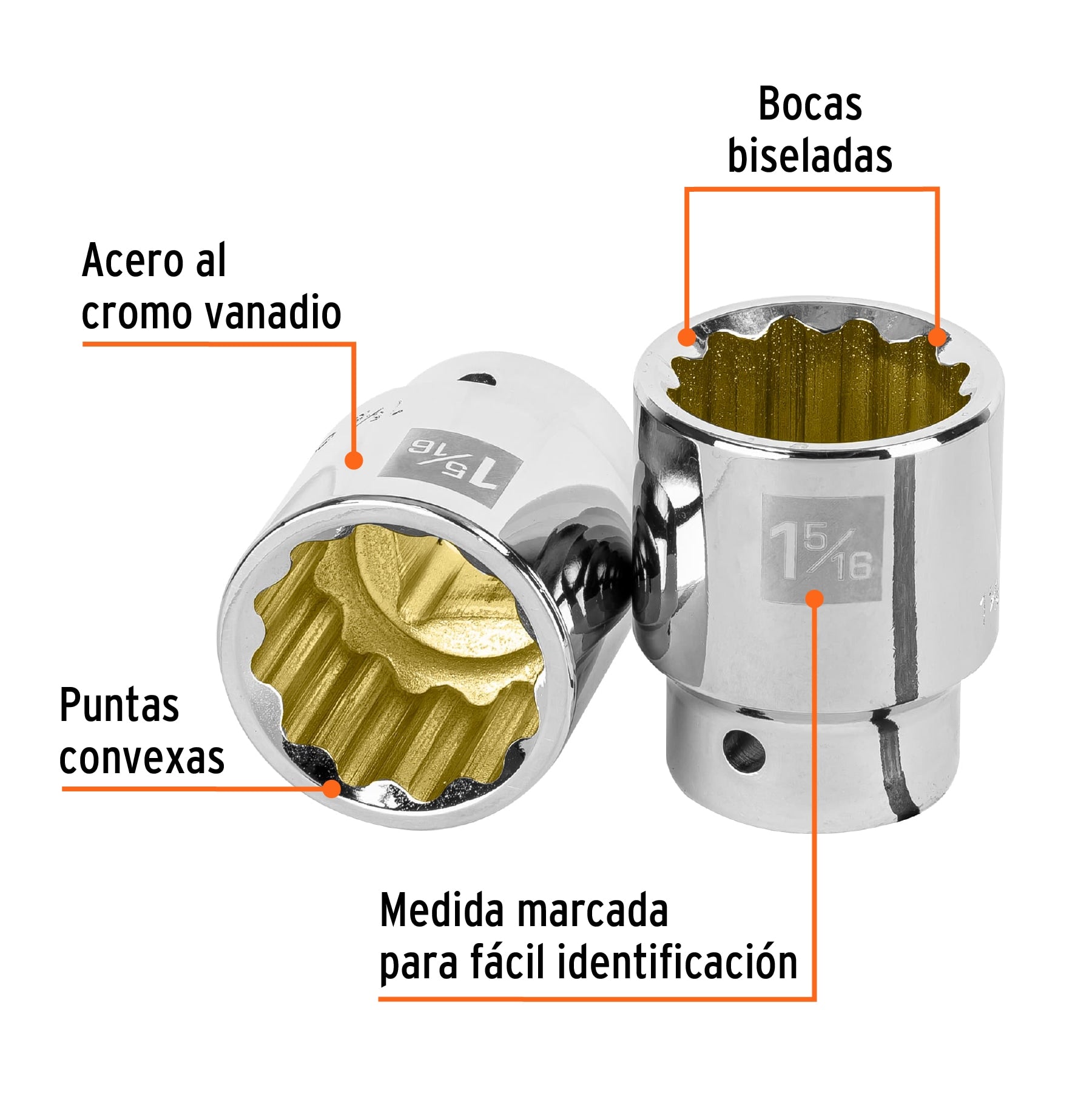 Dado de 1-5/16", 12 puntas, cuadro 3/4", Truper