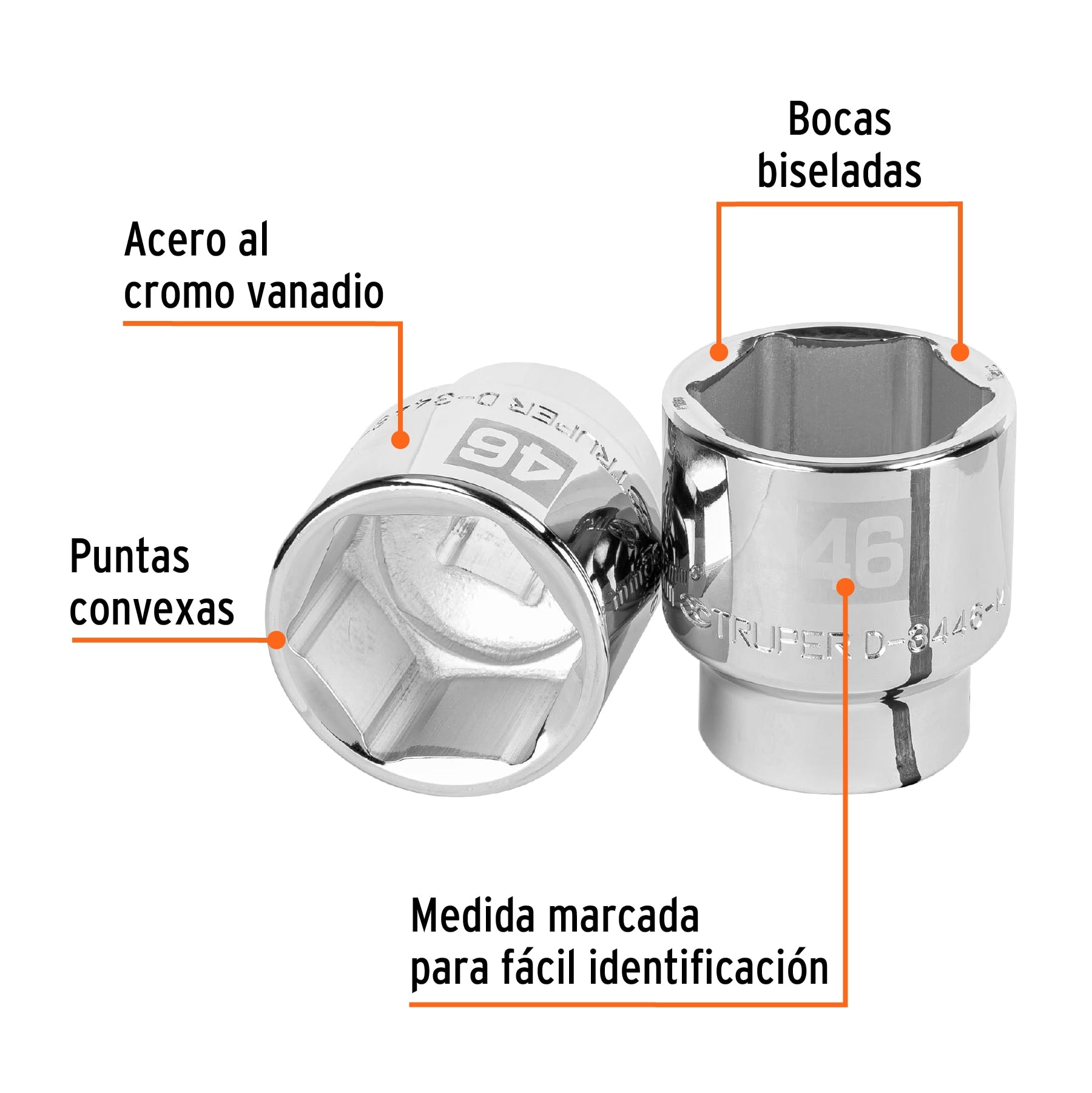 Dado de 46 mm, 6 puntas, cuadro 3/4", Truper