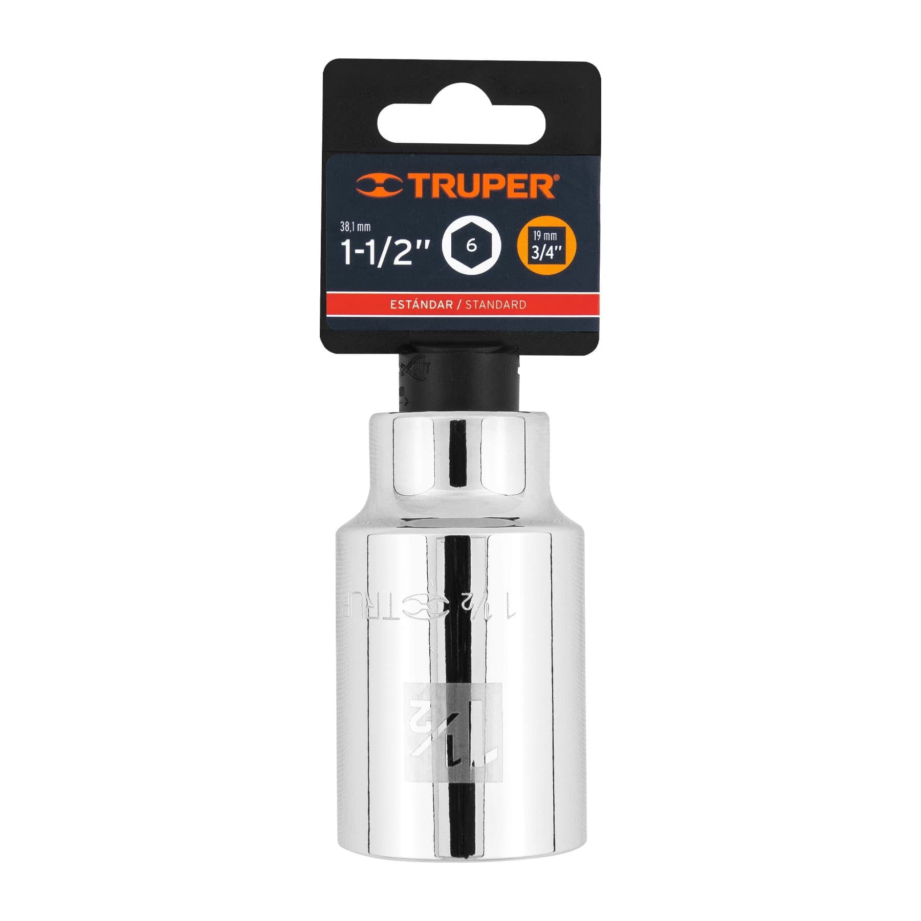 Dado largo de 1-1/2", 6 puntas, cuadro 3/4", Truper