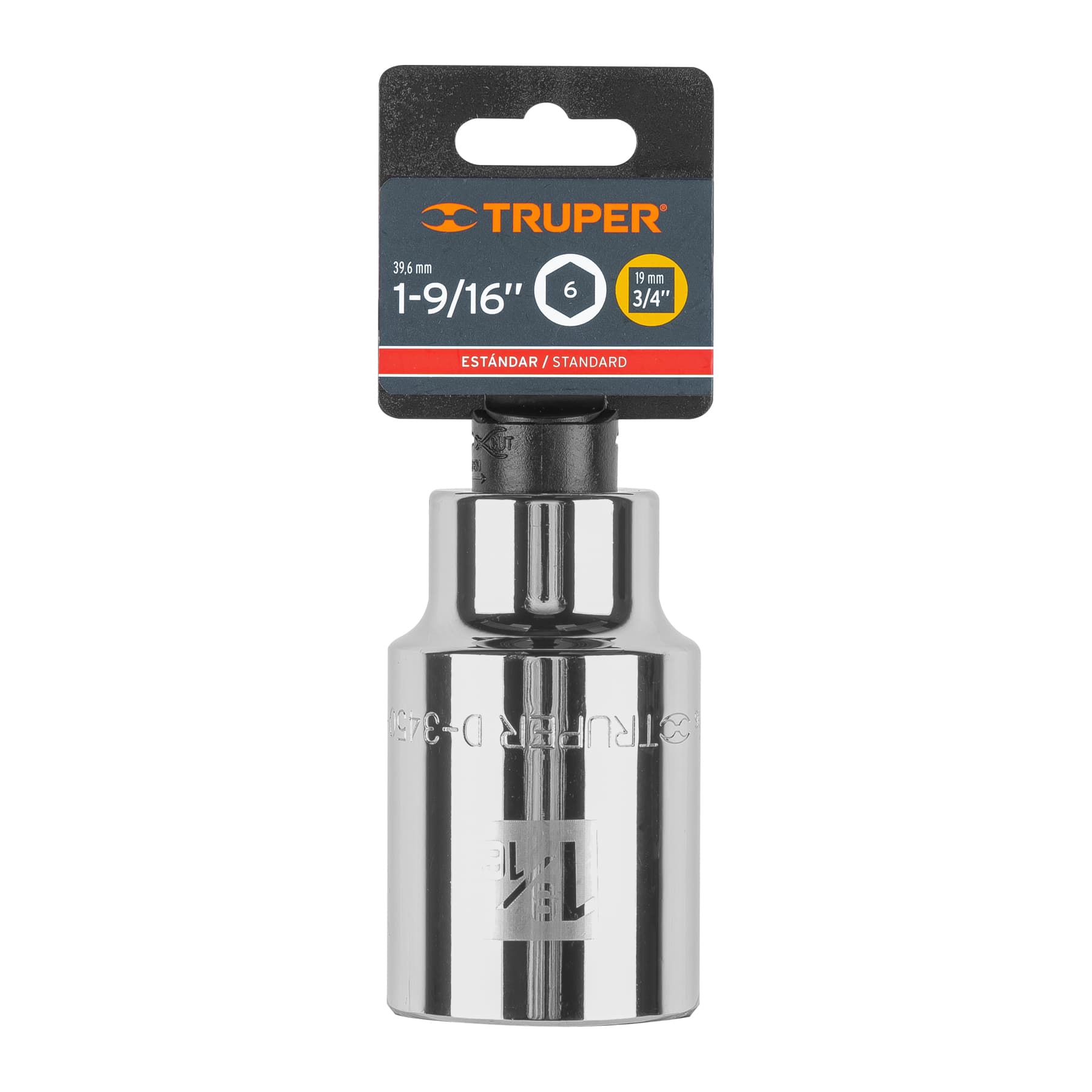 Dado largo de 1-9/16", 6 puntas, cuadro 3/4", Truper