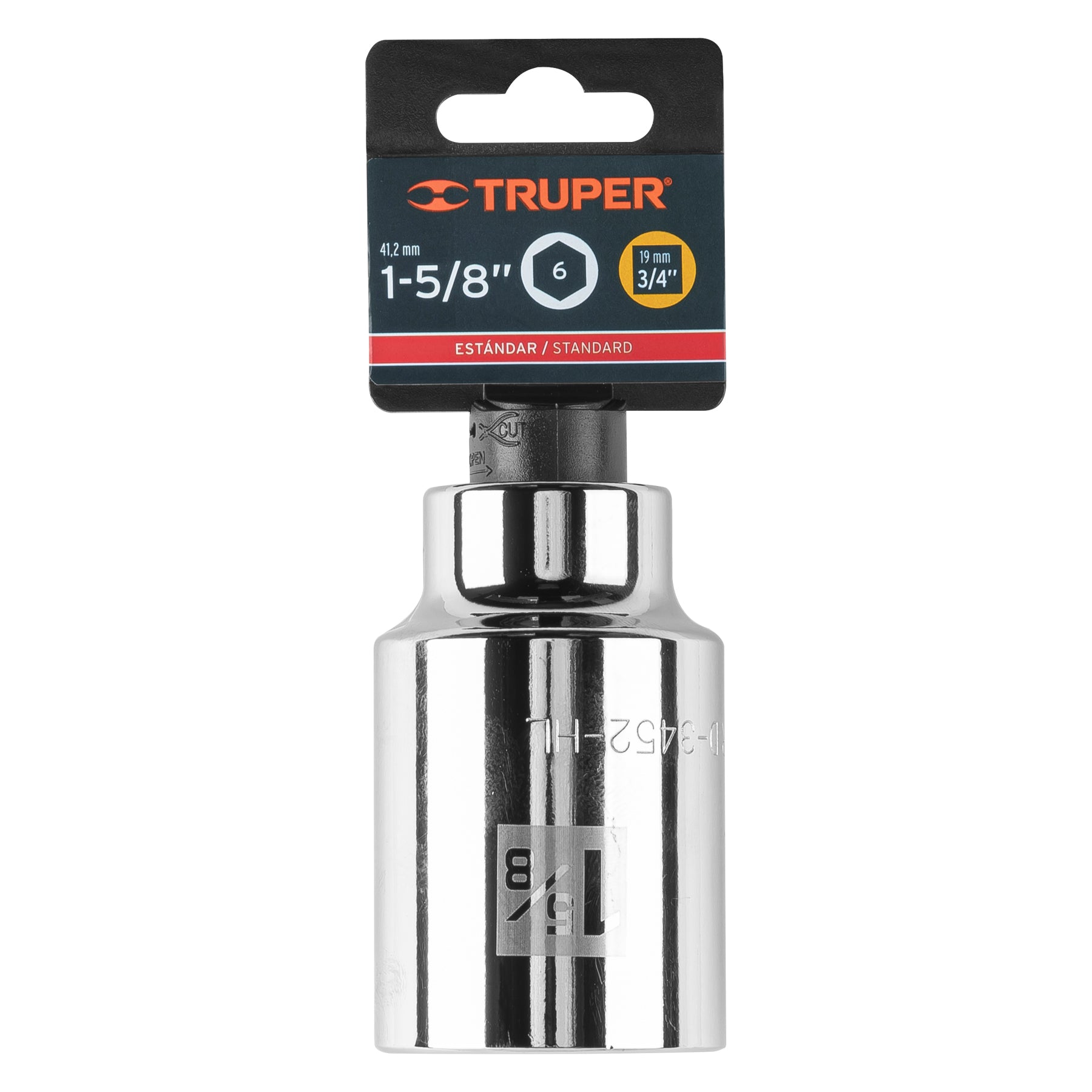 Dado largo de 1-5/8", 6 puntas, cuadro 3/4", Truper