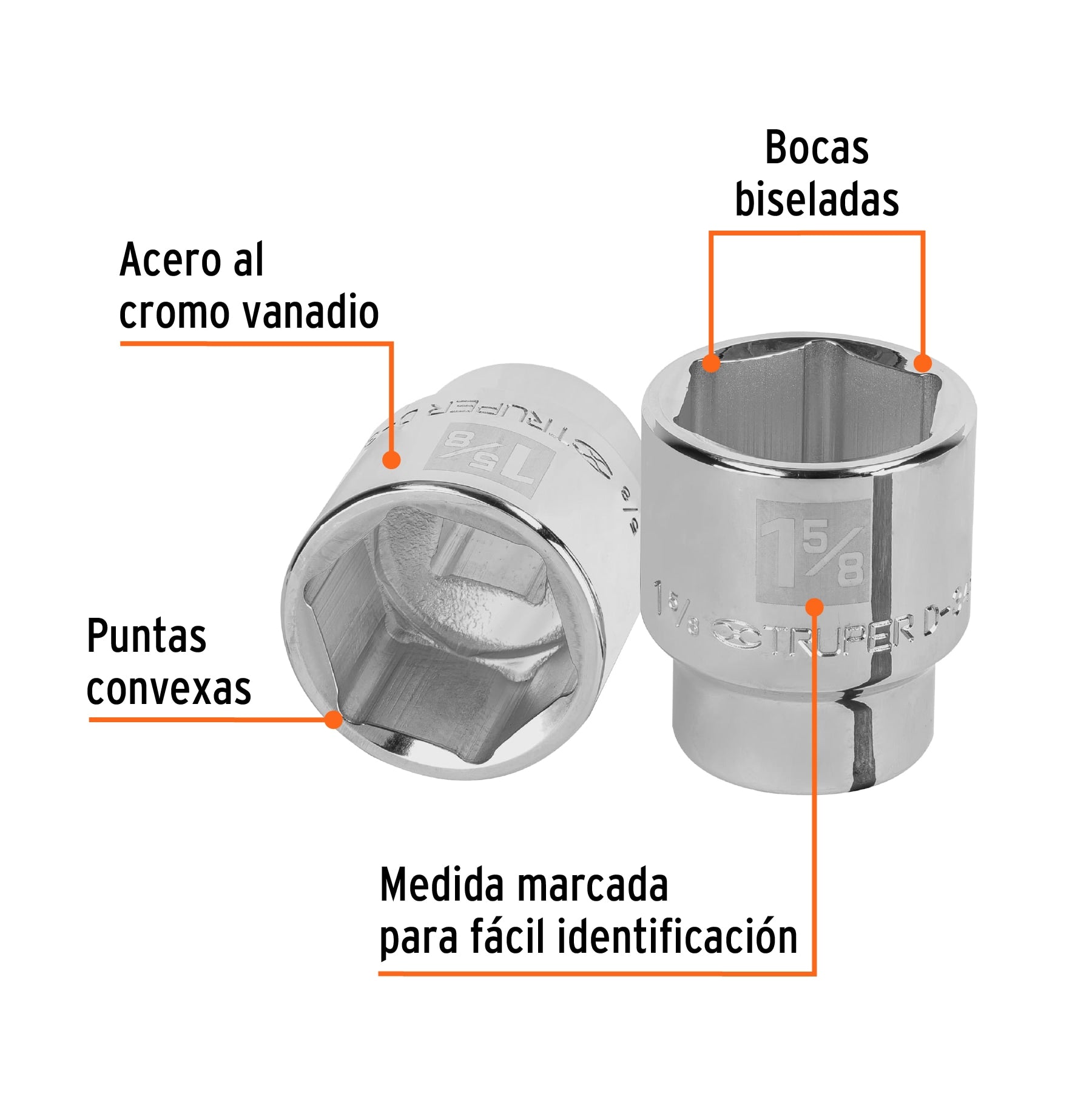 Dado de 1-5/8", 6 puntas, cuadro 3/4", Truper