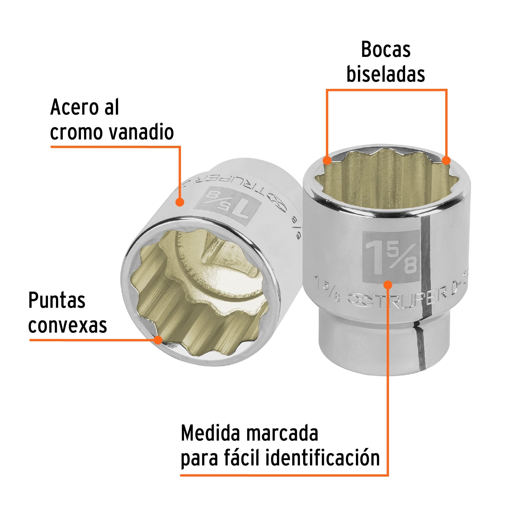 Dado de 1-5/8", 12 puntas, cuadro 3/4", Truper