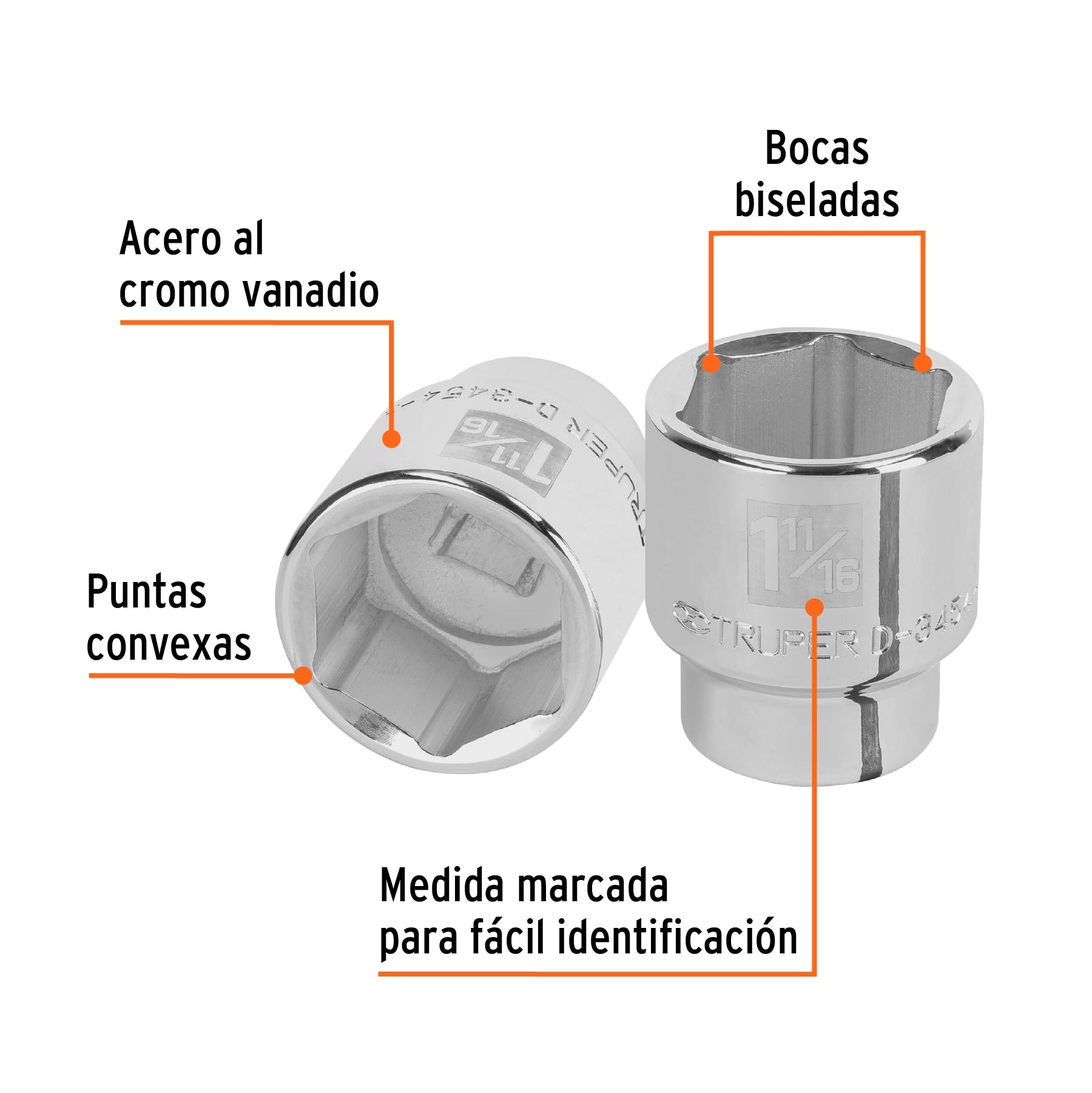 Dado de 1-11/16", 6 puntas, cuadro 3/4", Truper