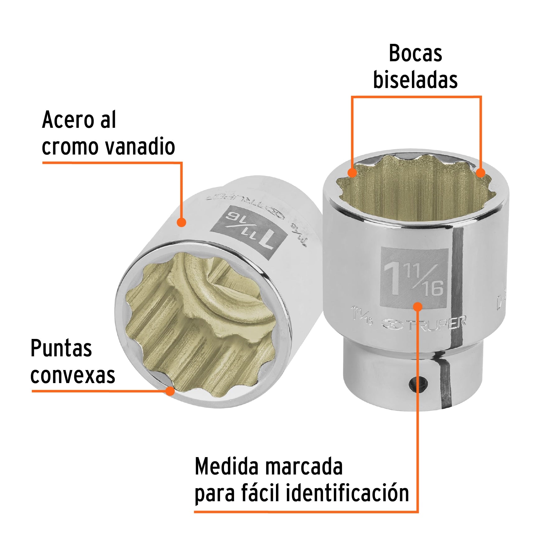 Dado de 1-11/16", 12 puntas, cuadro 3/4", Truper