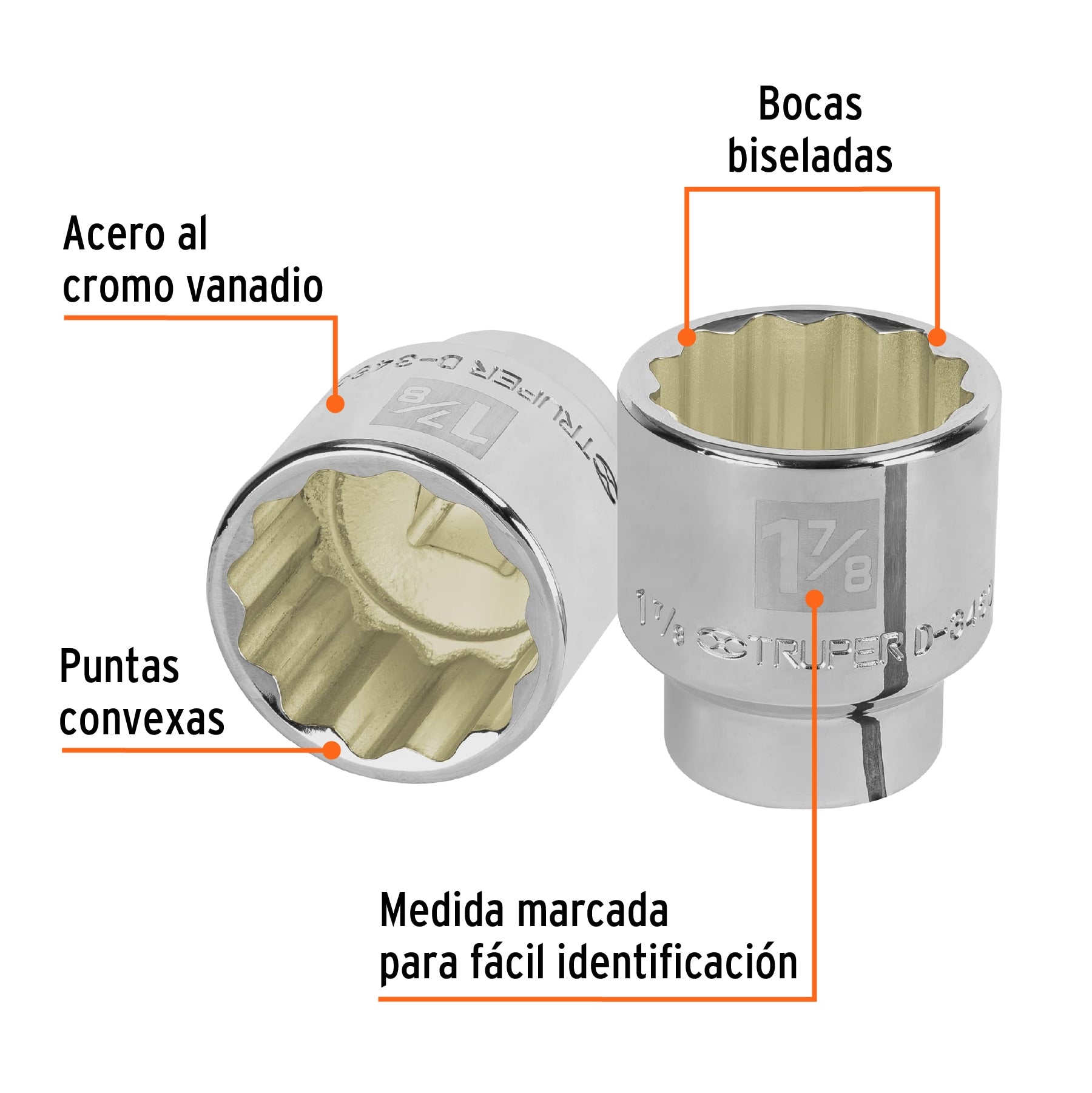 Dado de 1-7/8", 12 puntas, cuadro 3/4", Truper