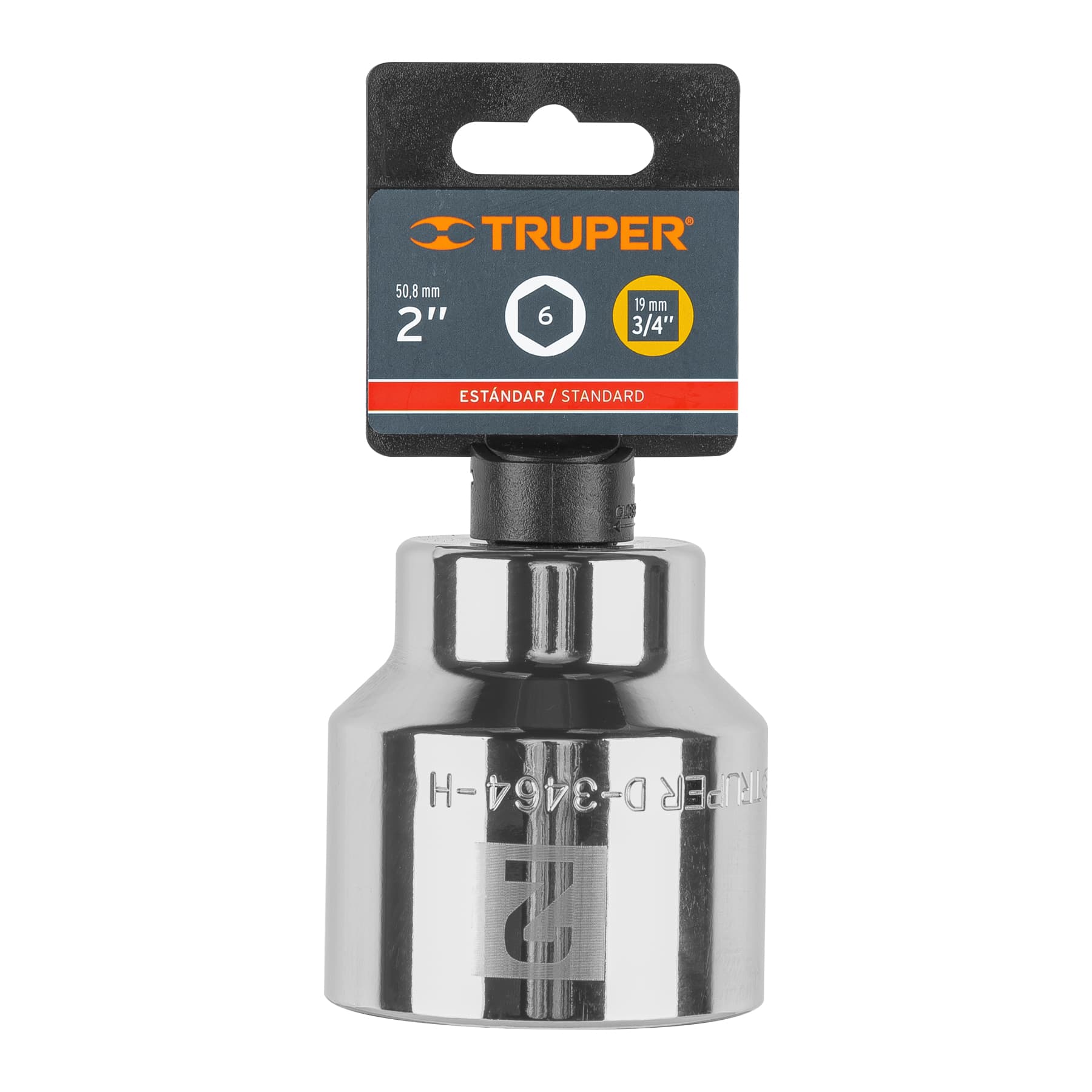 Dado de 2", 6 puntas, cuadro 3/4", Truper
