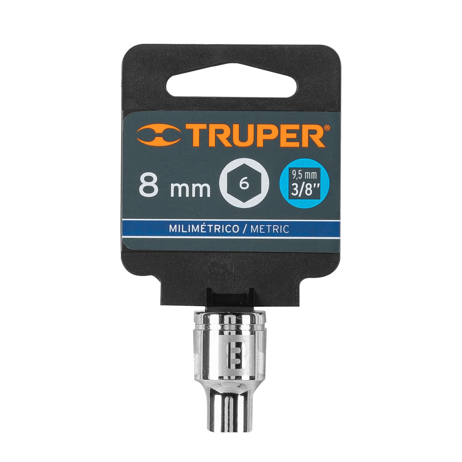 Dado de 8 mm, 6 puntas, cuadro 3/8", Truper