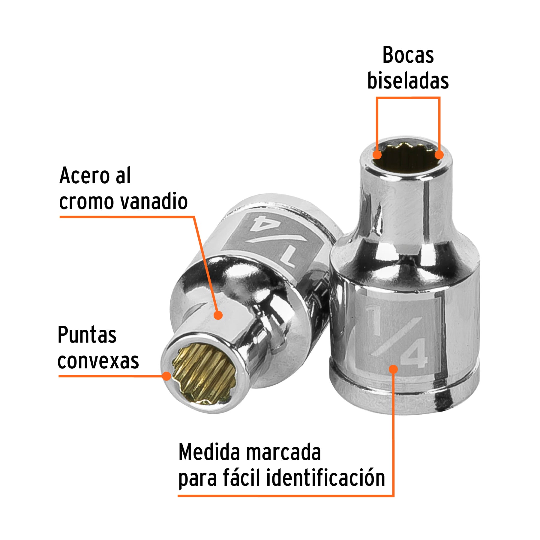 Dado de 1/4", 12 puntas, cuadro 3/8", Truper