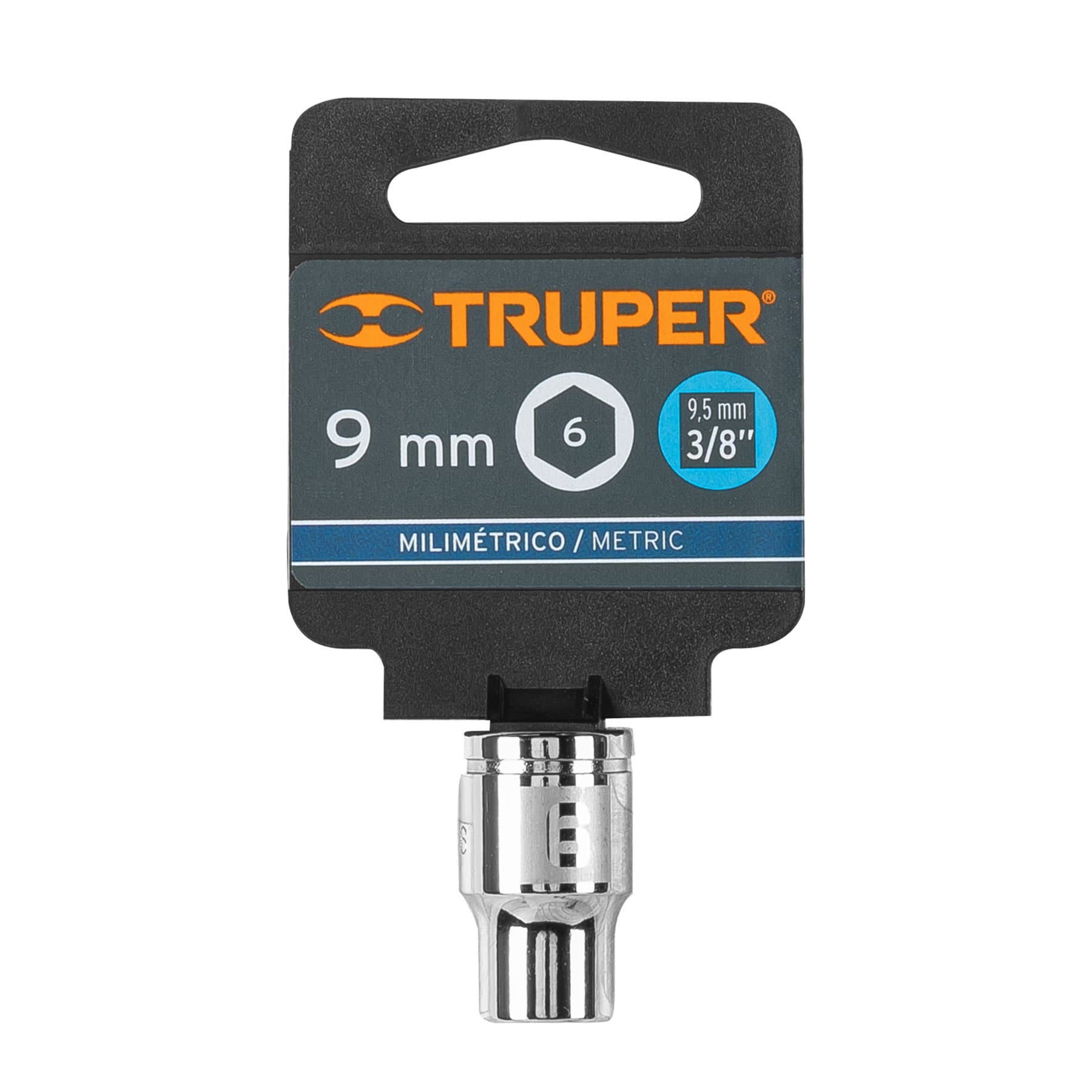 Dado de 9 mm, 6 puntas, cuadro 3/8", Truper