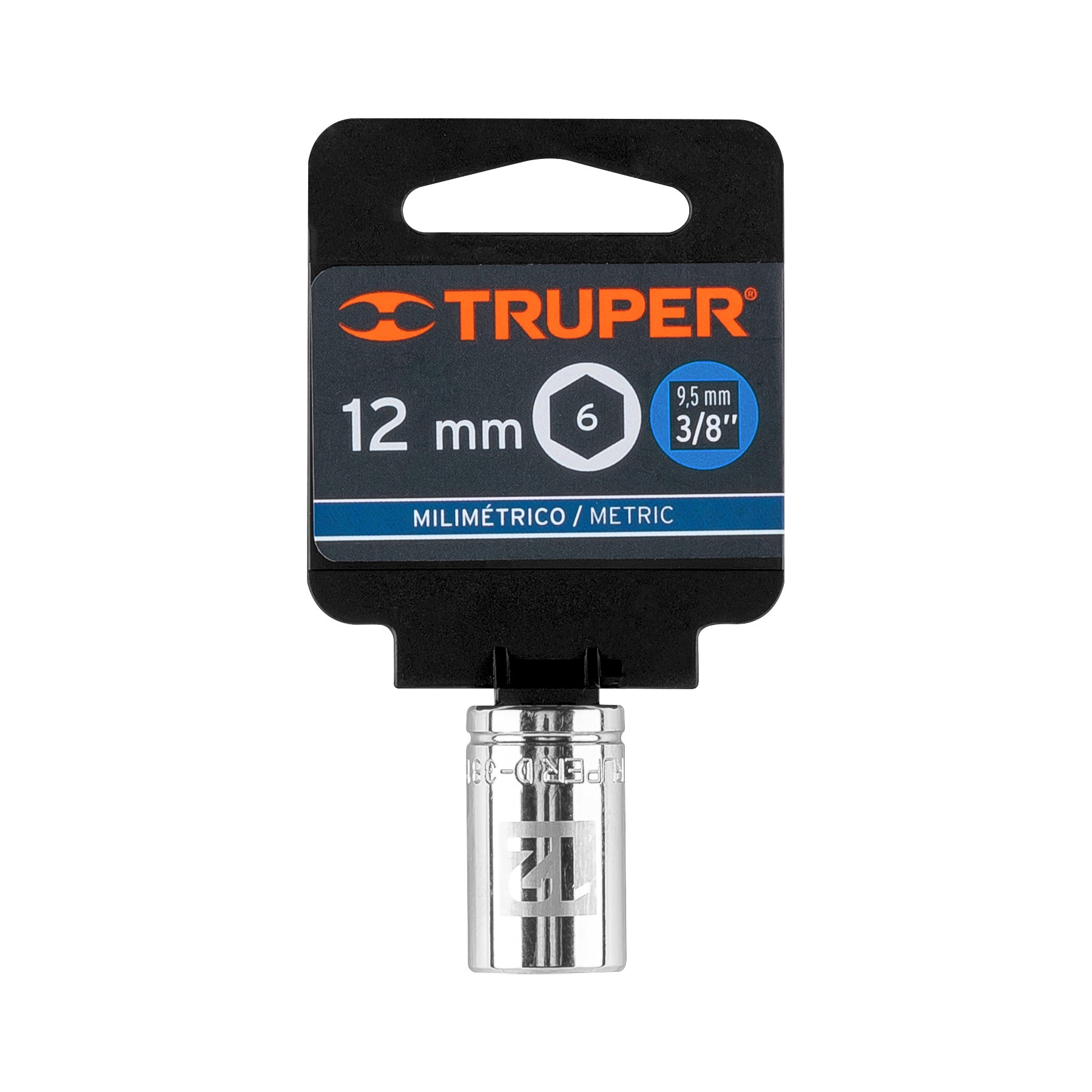 Dado de 12 mm, 6 puntas, cuadro 3/8", Truper