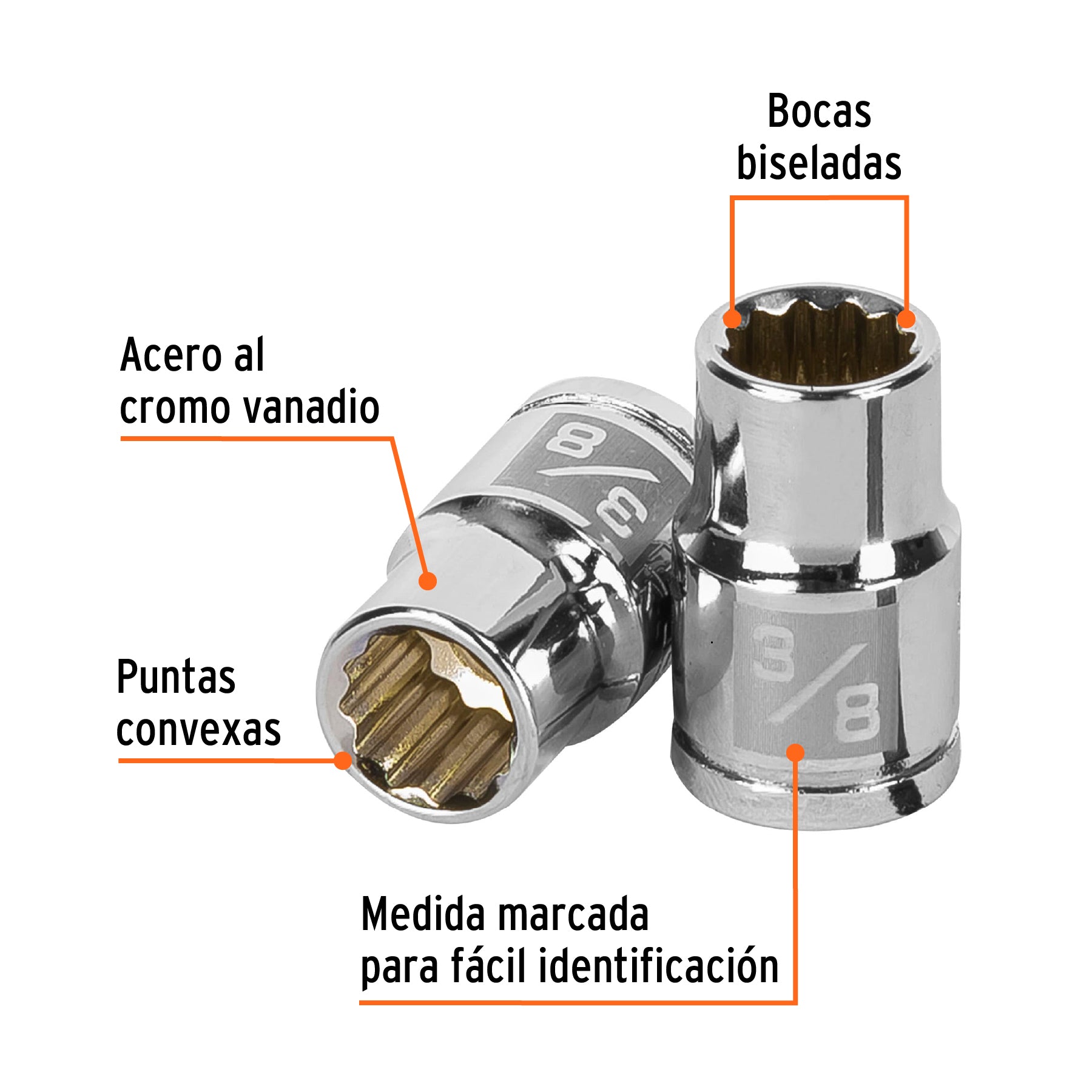 Dado de 3/8", 12 puntas, cuadro 3/8", Truper