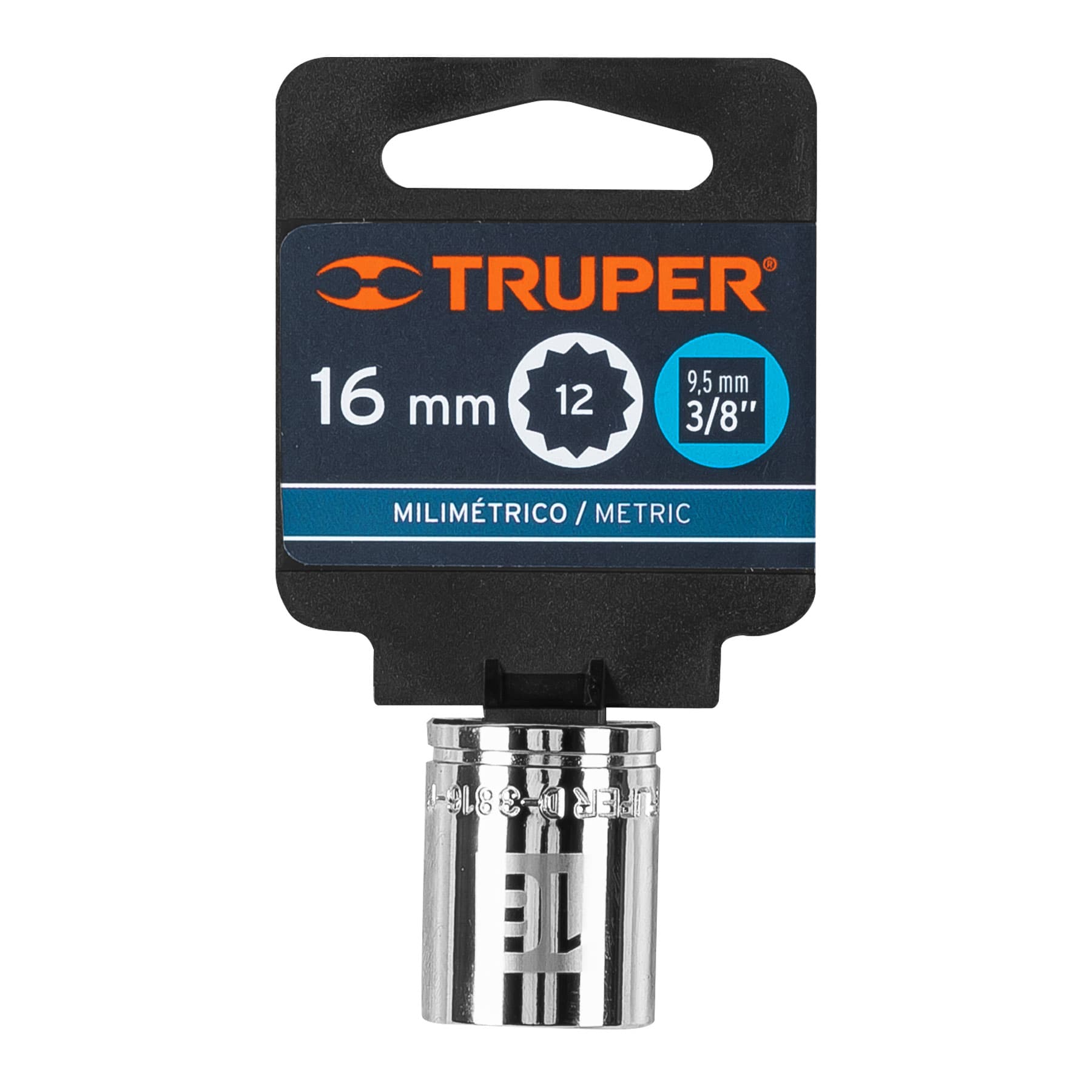Dado de 16 mm, 12 puntas, cuadro 3/8", Truper