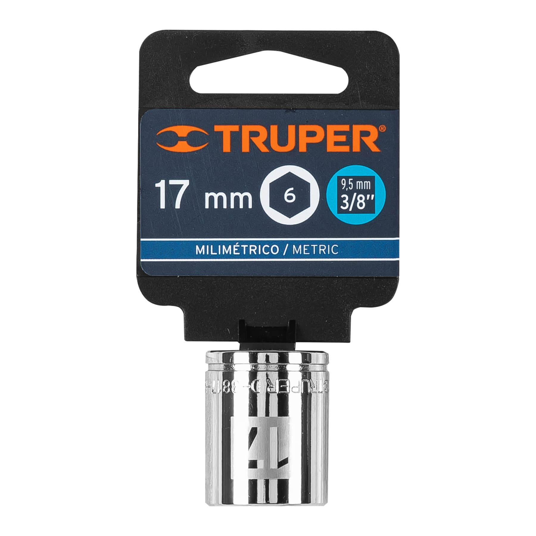 Dado de 17 mm, 6 puntas, cuadro 3/8", Truper