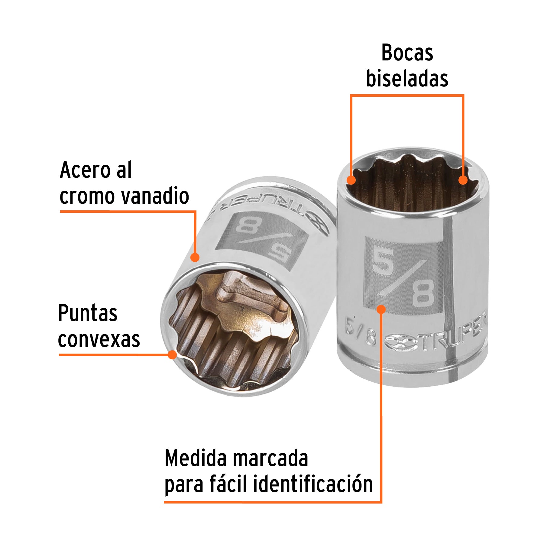 Dado de 5/8", 12 puntas, cuadro 3/8", Truper