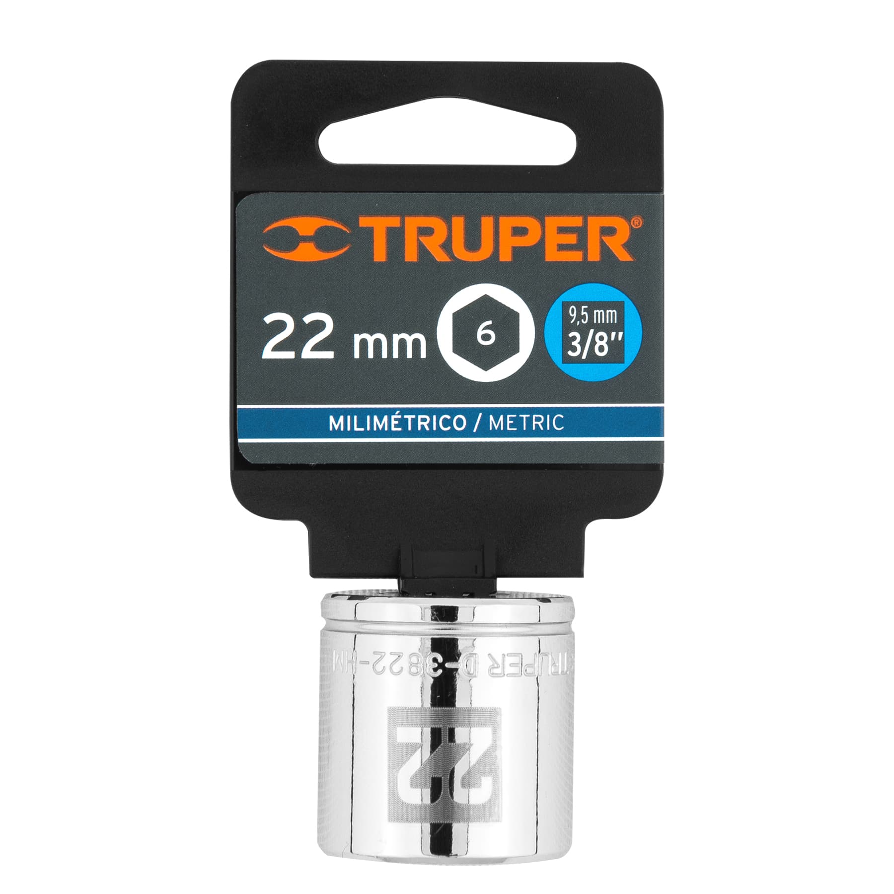 Dado de 22 mm, 6 puntas, cuadro 3/8", Truper