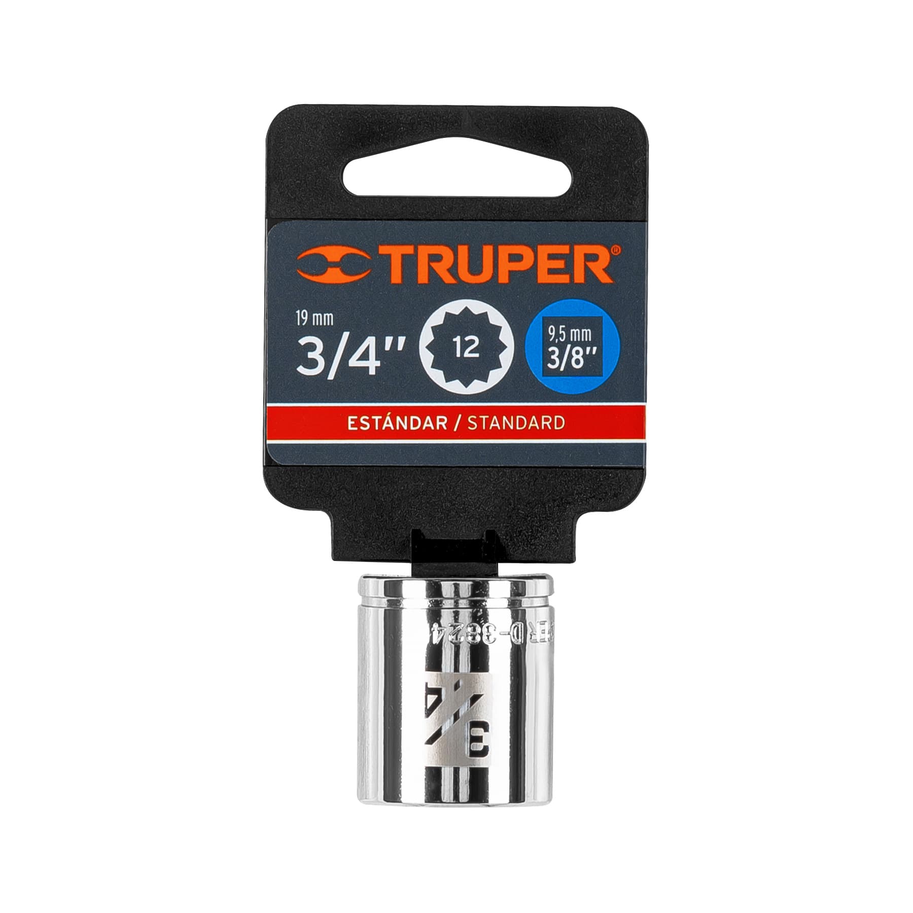 Dado de 3/4", 12 puntas, cuadro 3/8", Truper