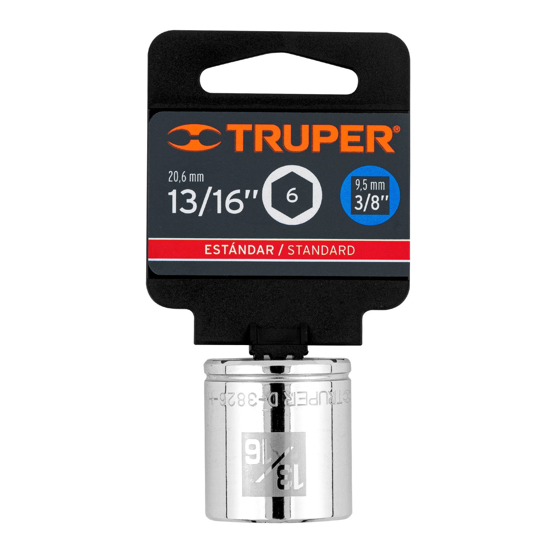 Dado de 13/16", 6 puntas, cuadro 3/8", Truper