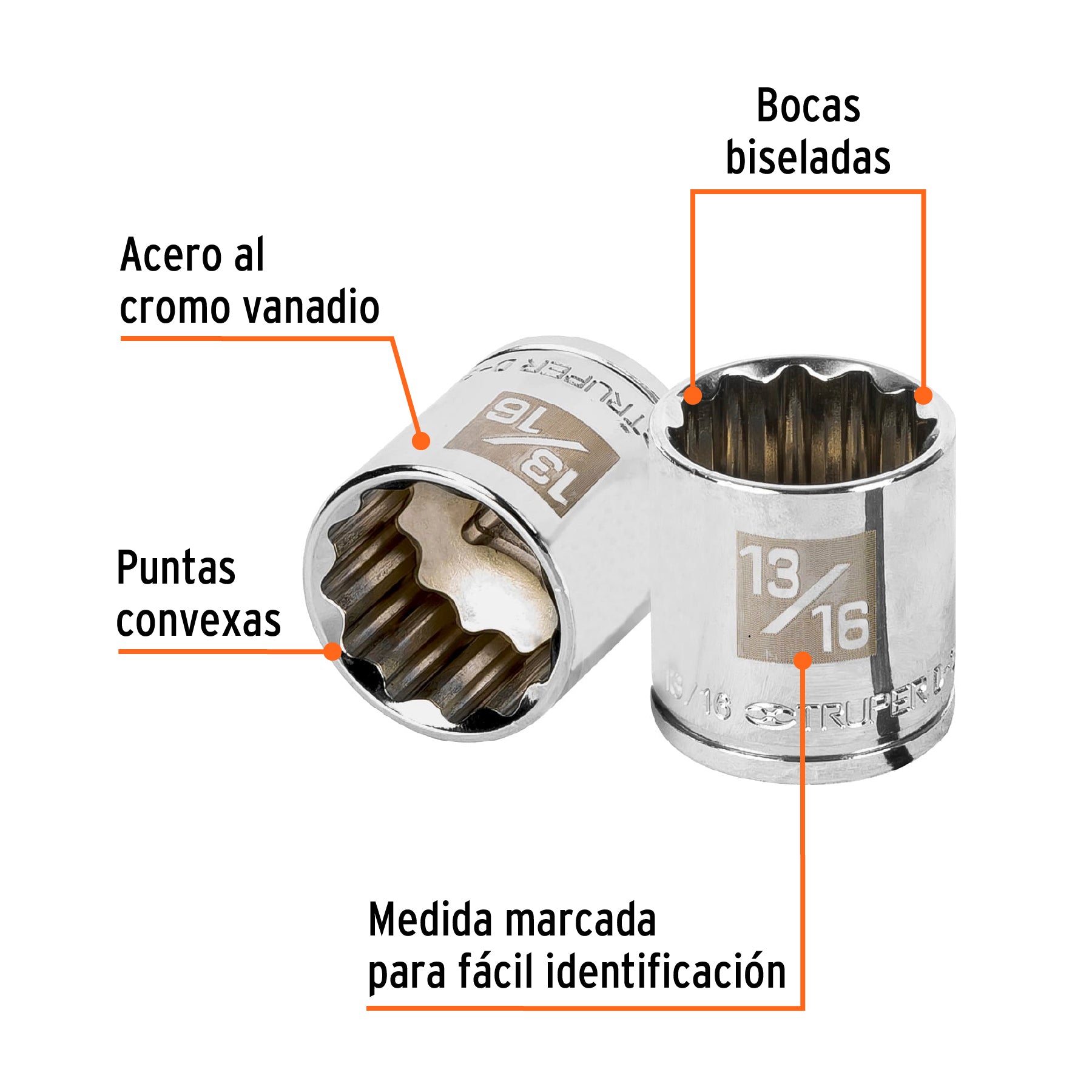 Dado de 13/16", 12 puntas, cuadro 3/8", Truper