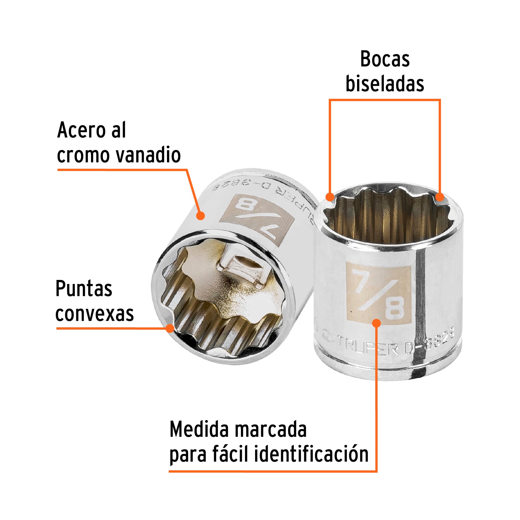 Dado de 7/8", 12 puntas, cuadro 3/8", Truper