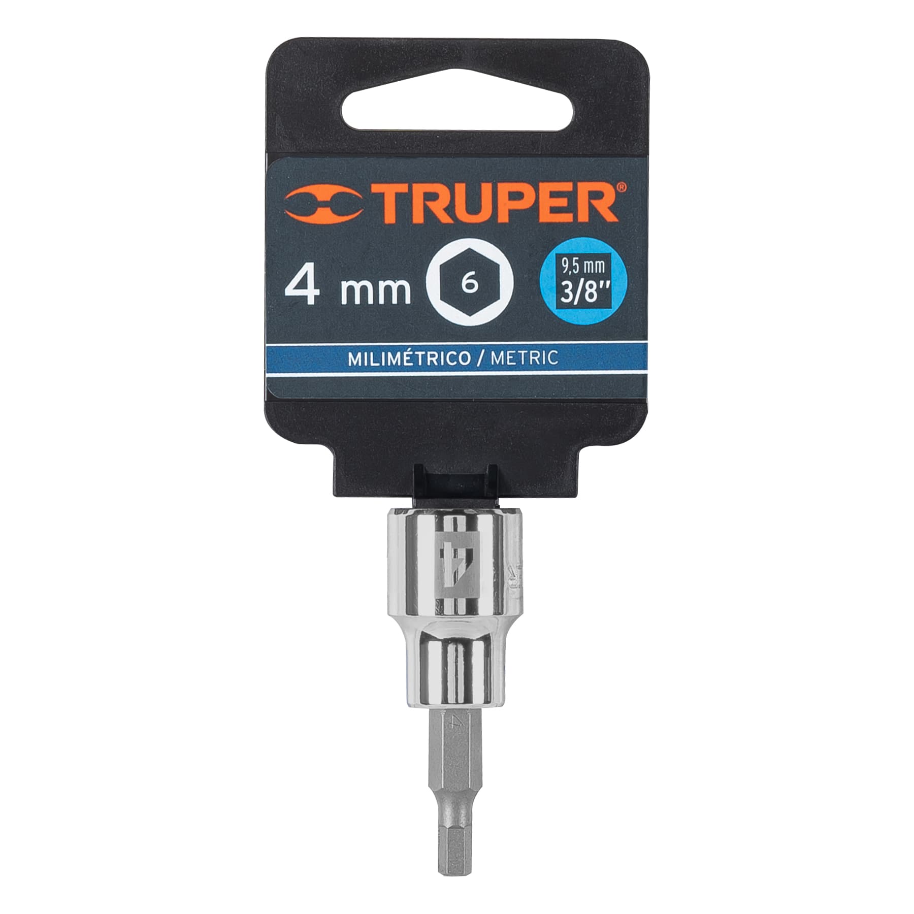 Dado punta hexagonal de 4 mm, cuadro 3/8", Truper
