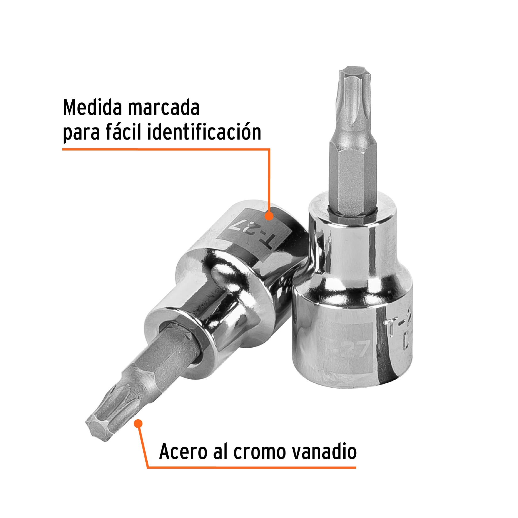 Dado punta torx T-27, cuadro 3/8", Truper