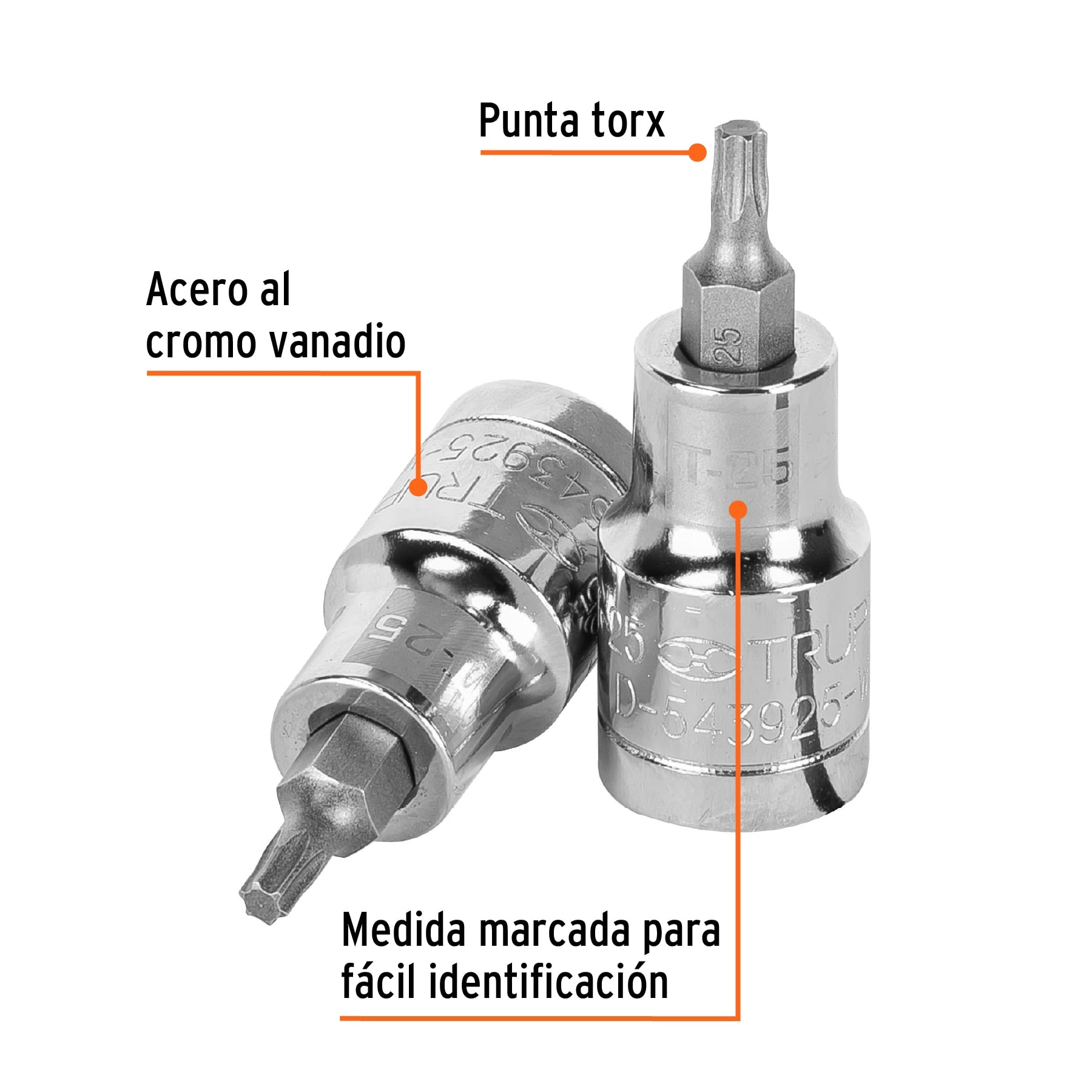 Dado punta torx T-25, cuadro 1/2", Truper