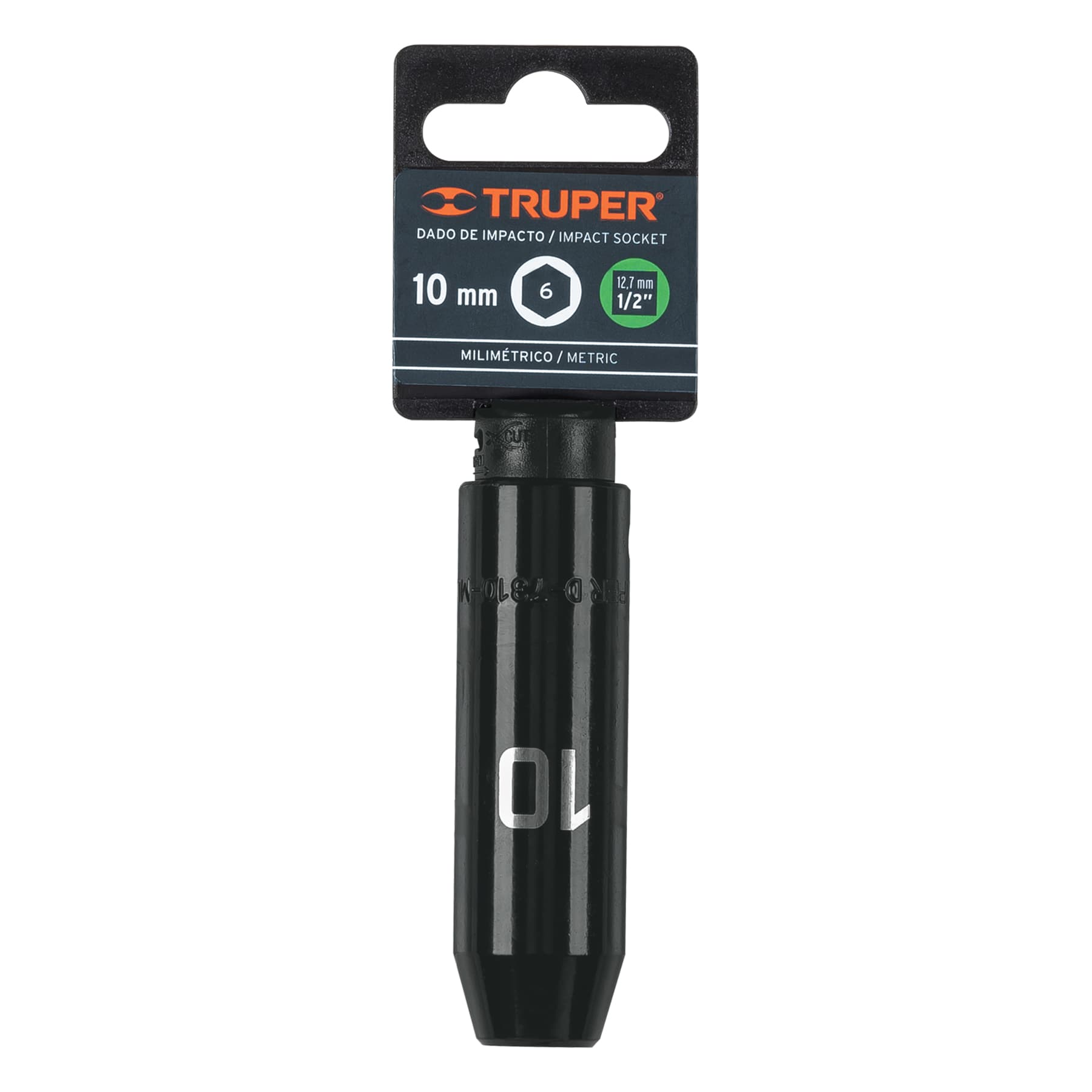Dado largo cuadro 1/2" de impacto 6 puntas de 10 mm, Truper