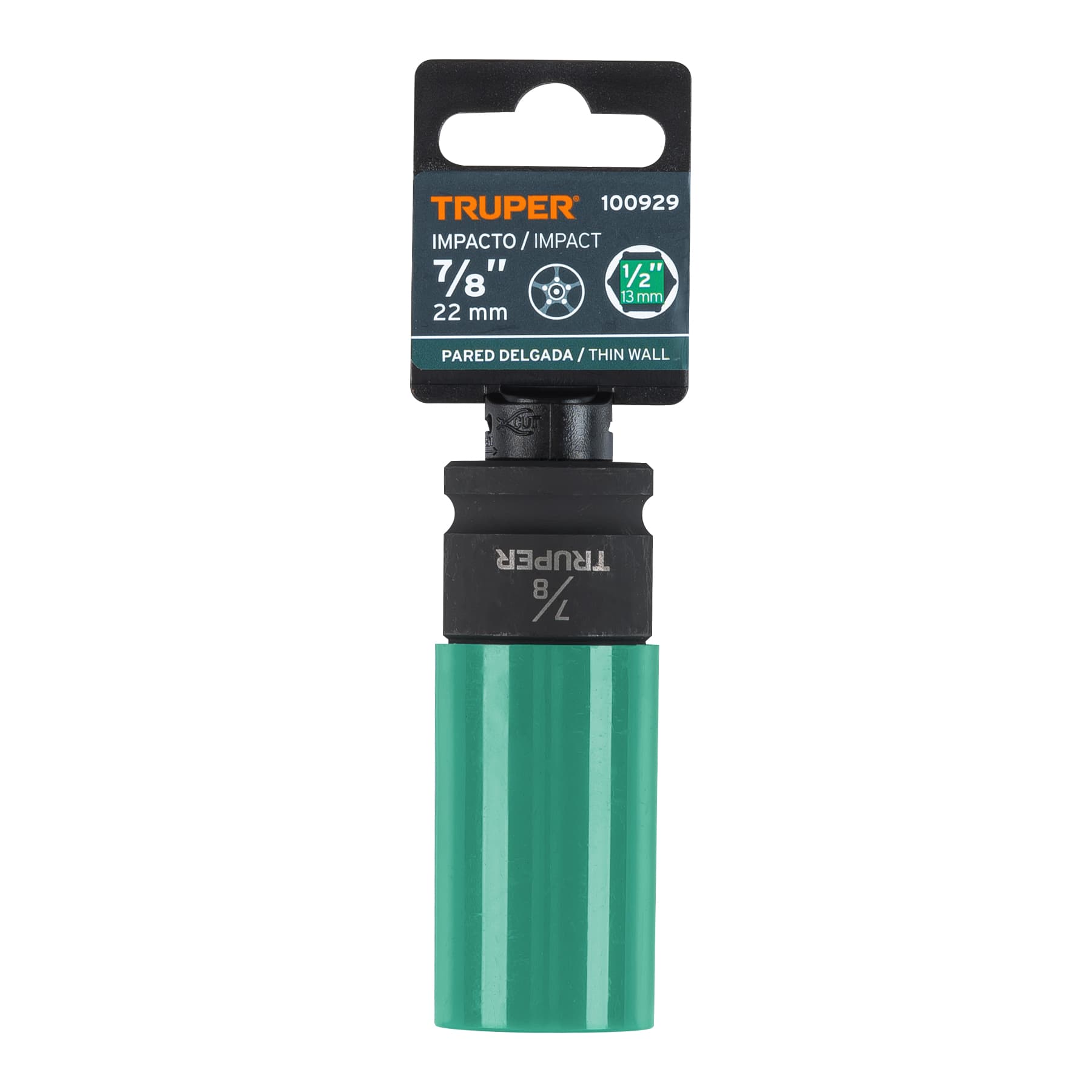 Dado largo impacto protector plástico 7/8", 6 puntas, cuadro 1/2"