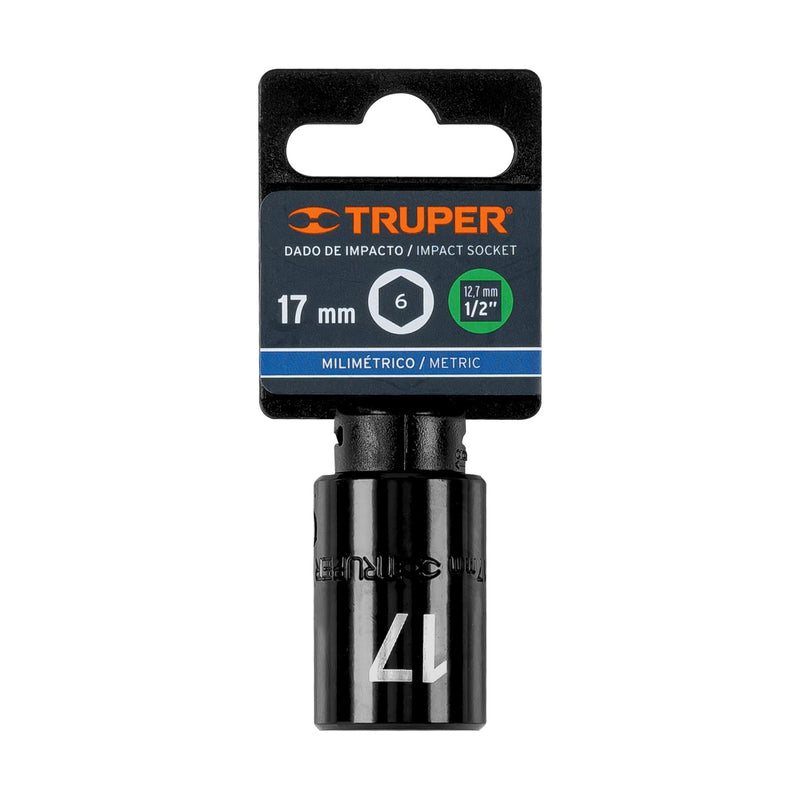 Dado cuadro 1/2" de impacto 6 puntas de 17 mm,  Truper