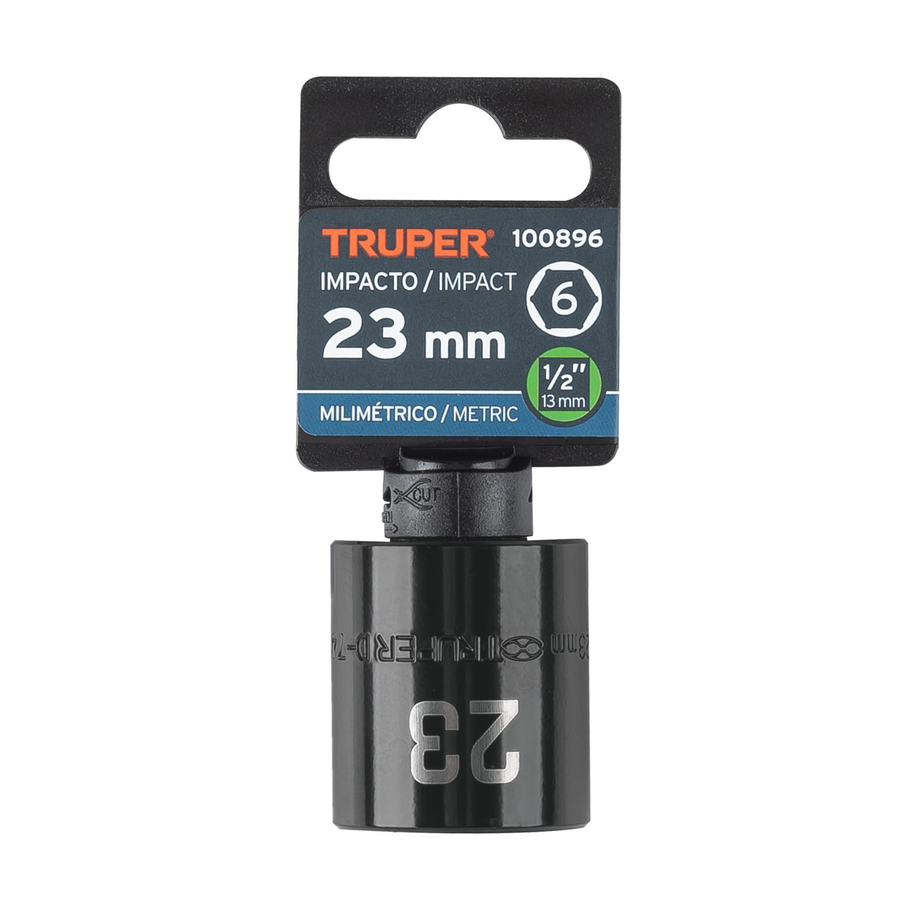 Dado de impacto de 23 mm, 6 puntas, cuadro 1/2", Truper