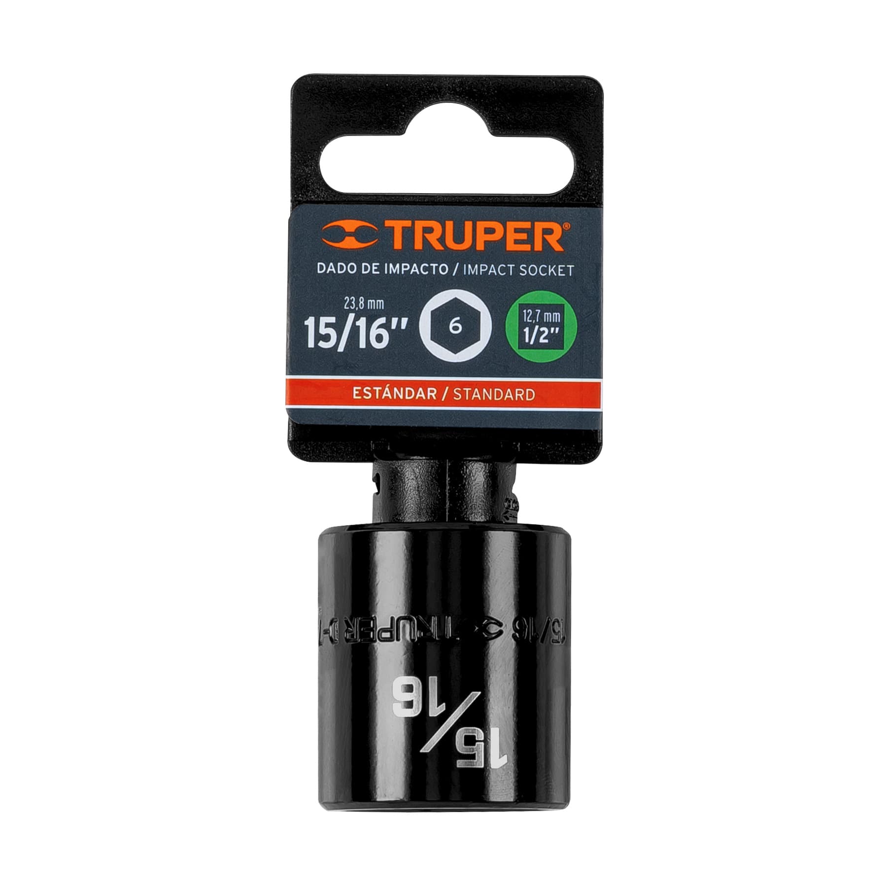 Dado de impacto de 15/16", 6 puntas, cuadro 1/2", Truper
