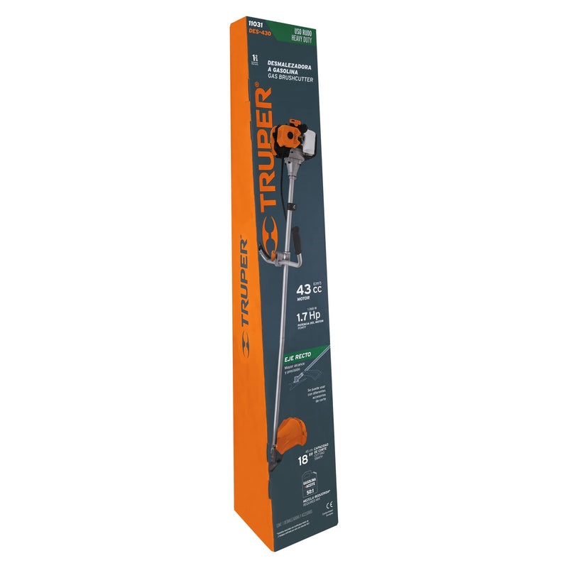 Desmalezadora a gasolina 43 cc mango "bici",  18" corte