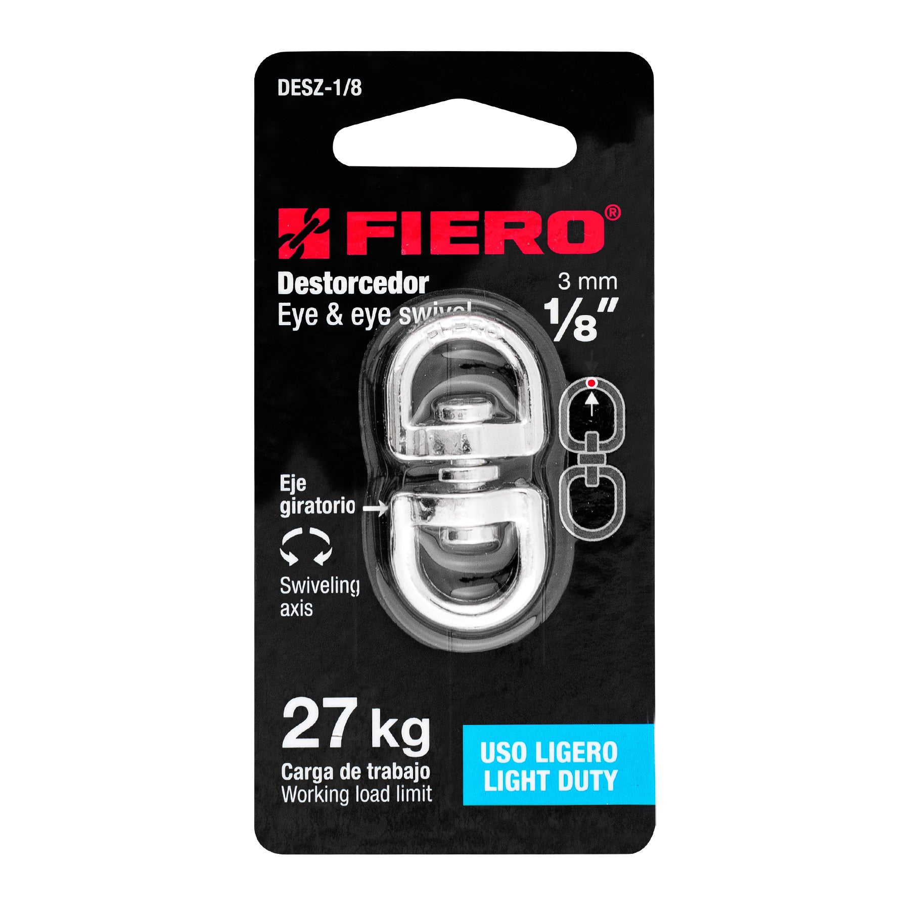 Destorcedor metálico de 1/8", Fiero