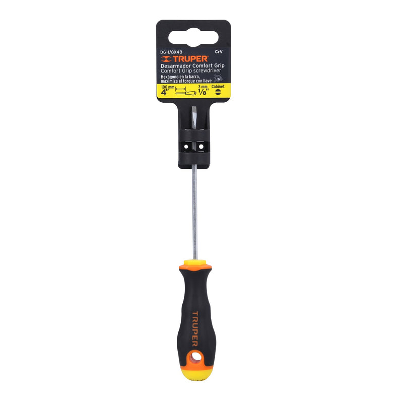 Desarmador cabinet 1/8" x 4" mango Comfort Grip,  Truper