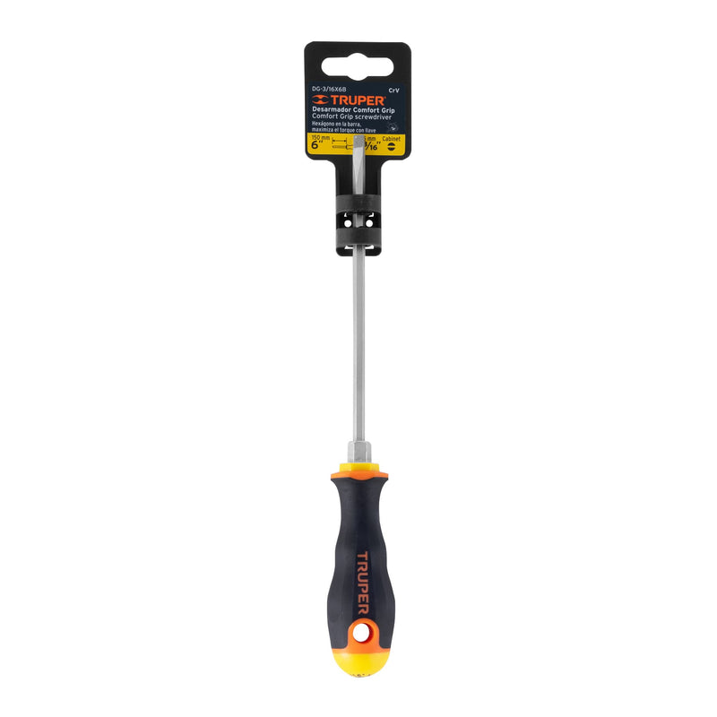 Desarmador cabinet 3/16" x 6" mango Comfort Grip,  Truper