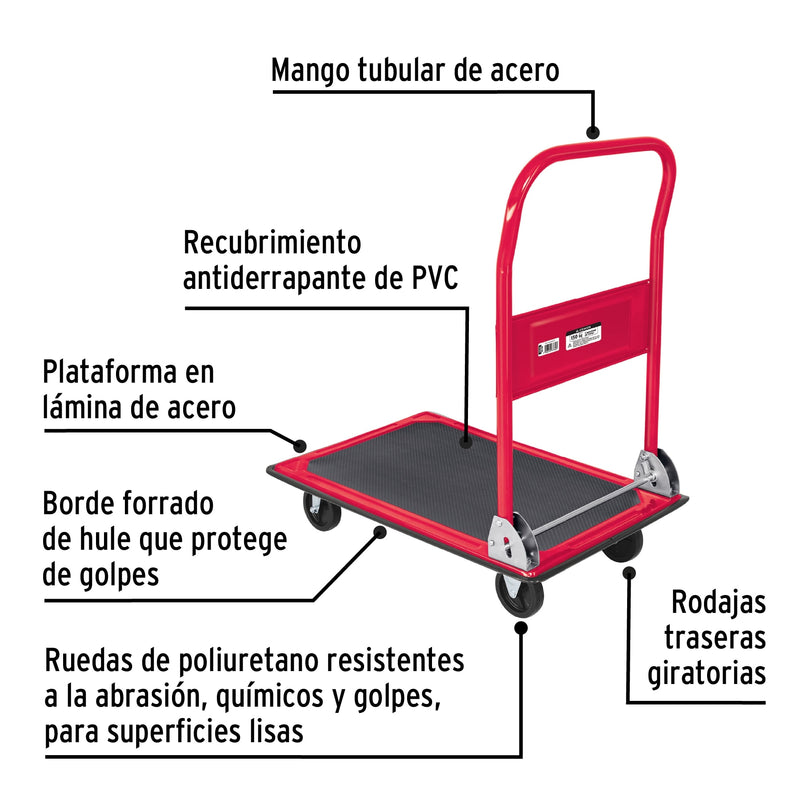 Carro de carga plegable tipo plataforma,  150 kg,  Pretul