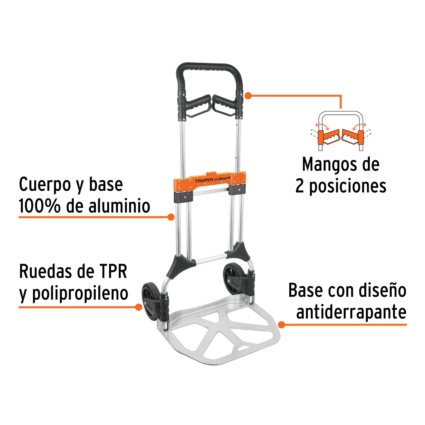 Diablo de carga, plegable, 200 kg, aluminio, Truper Expert