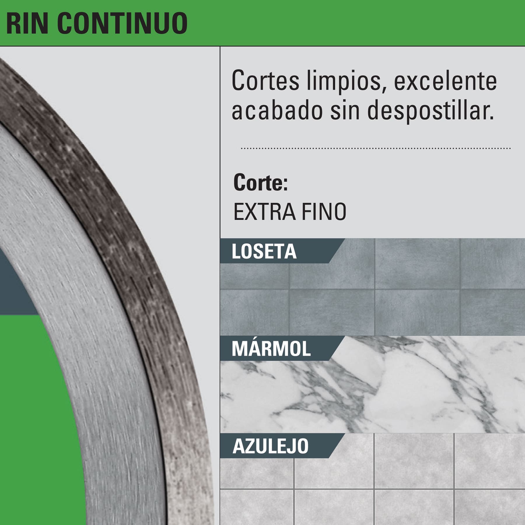 Disco de diamante de 4-1/2" x 1.6 mm, rin continuo, Truper