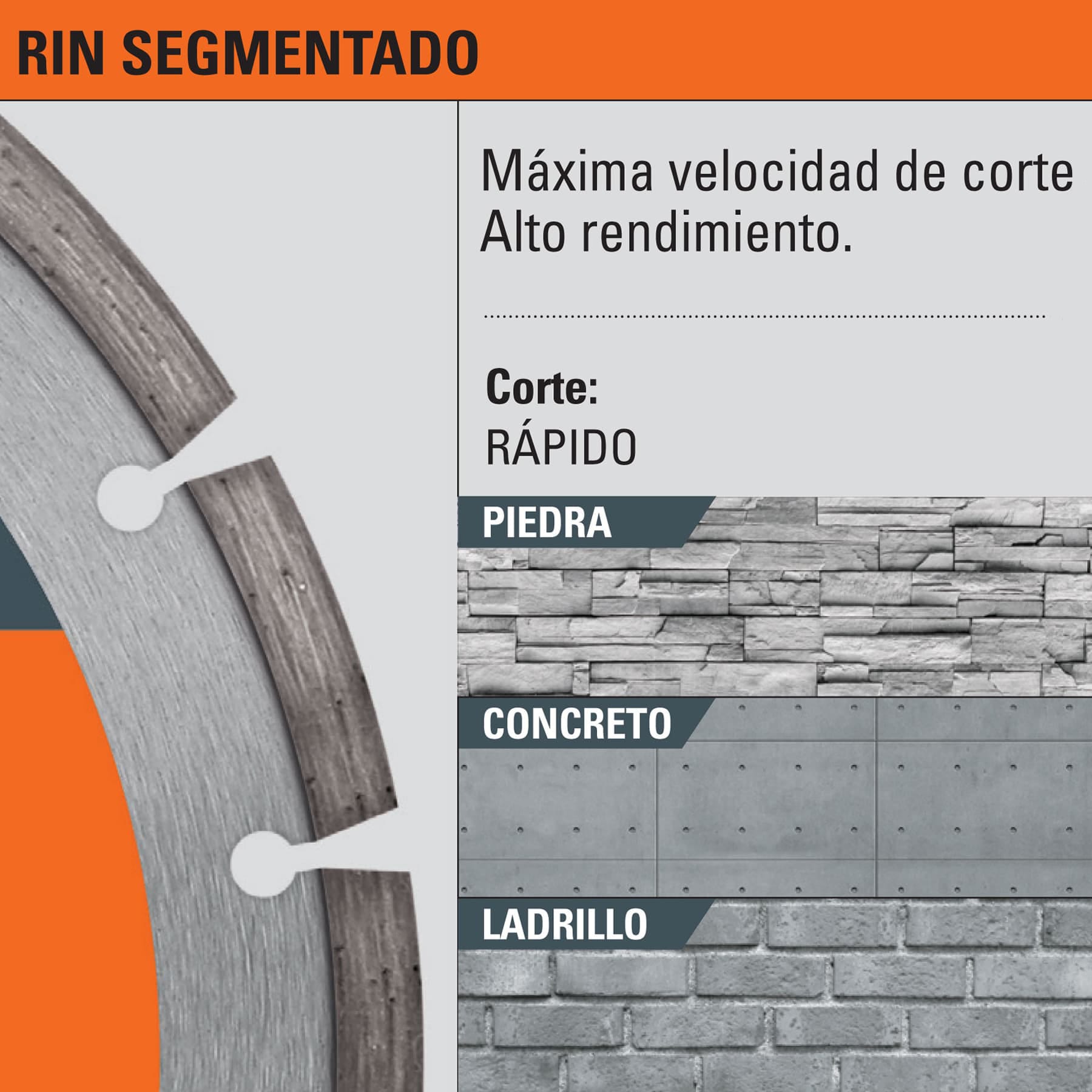 Disco de diamante de 7" x 1.6 mm rin segmentado, Pretul