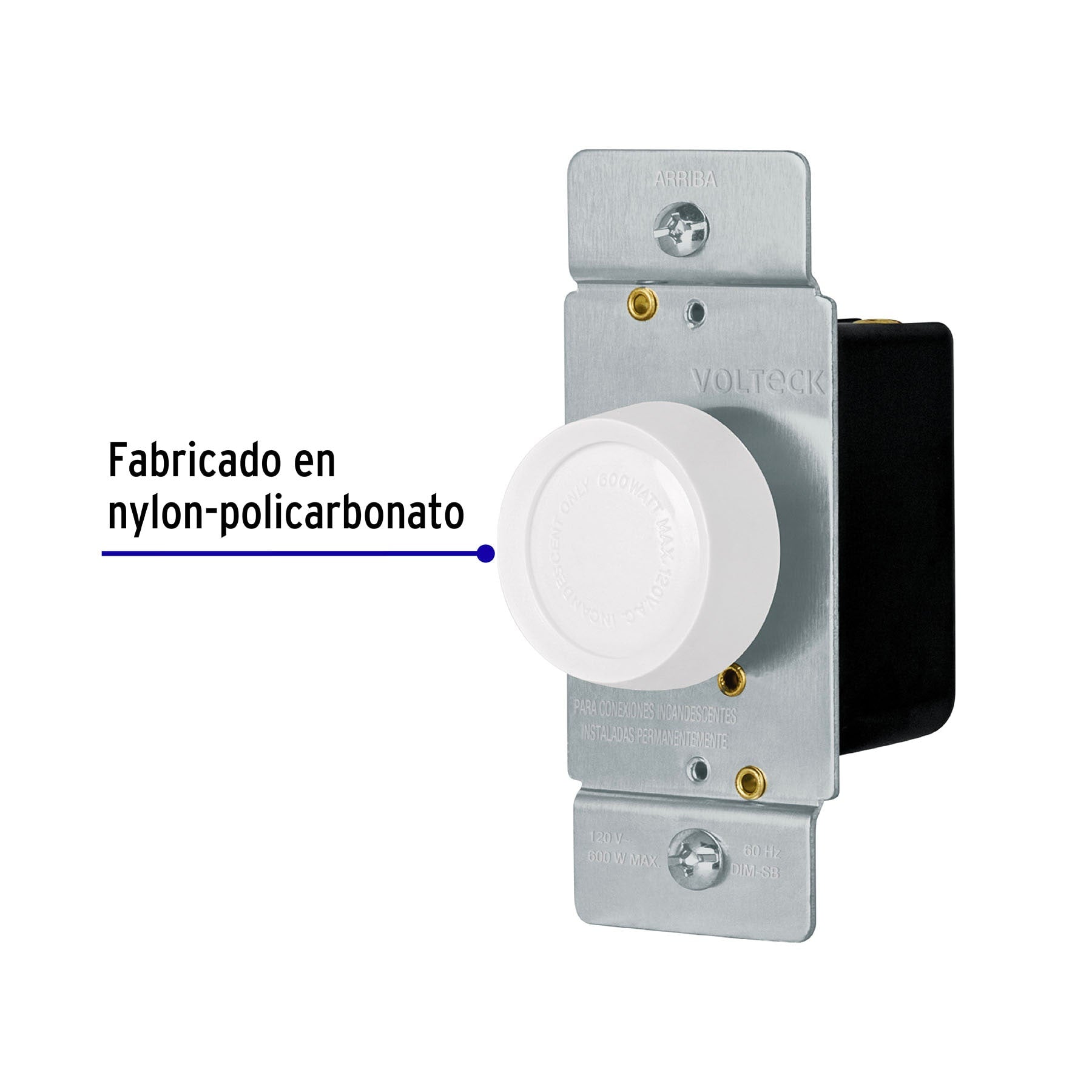Atenuador de luz giratorio, Standard, blanco, Volteck