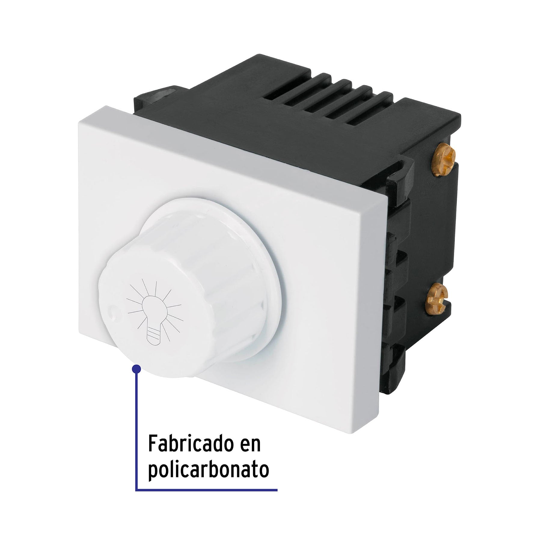 Dimmer giratorio, 1.5 módeloulos, línea Española, color blanco