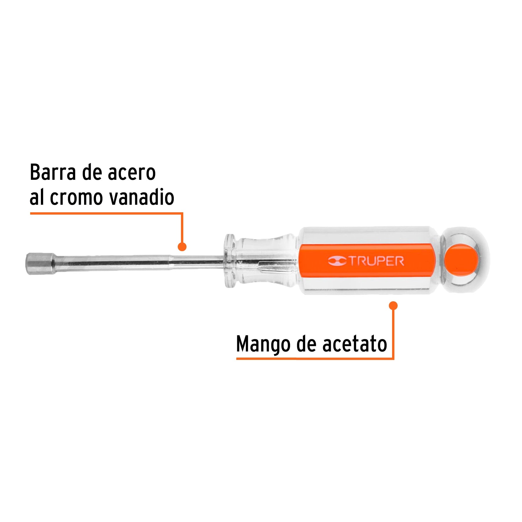 Desarmador de caja 3/16" mango de acetato, Truper