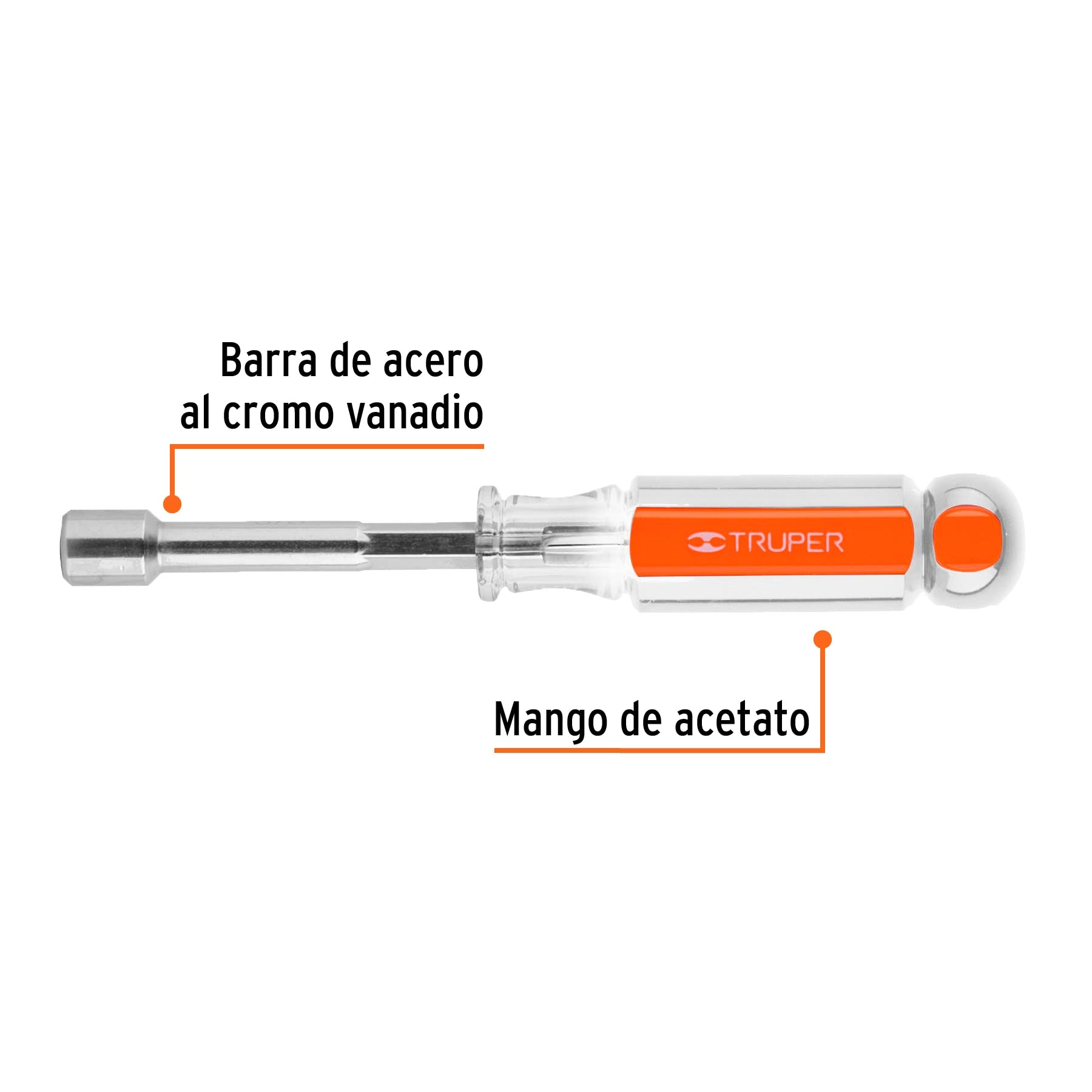 Desarmador de caja 3/8" mango de acetato, Truper