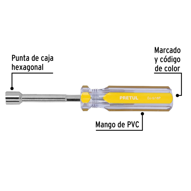 Desarmador de caja 5/16" mango de PVC,  Pretul